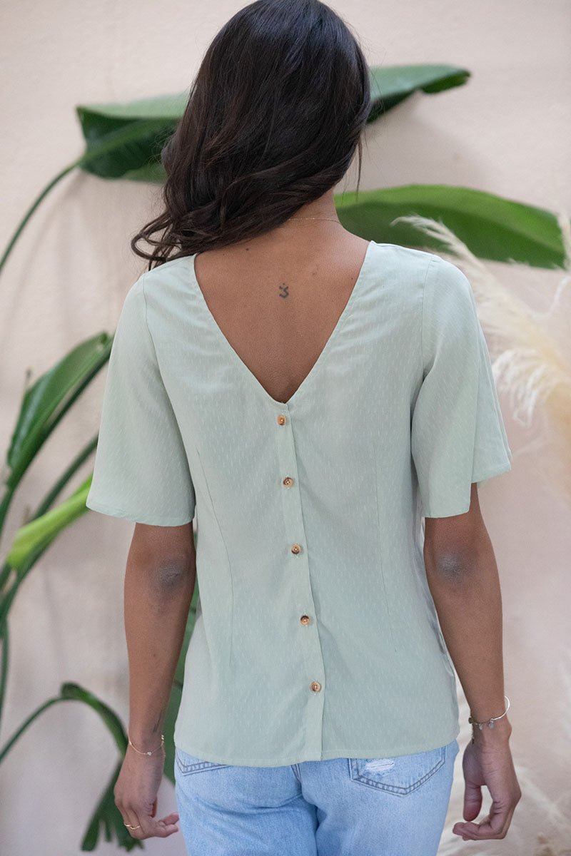 Blouse Lys Réversible Vert Matcha