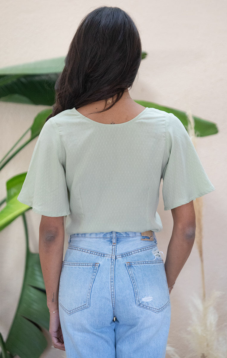 Blouse Lys Réversible Vert Matcha