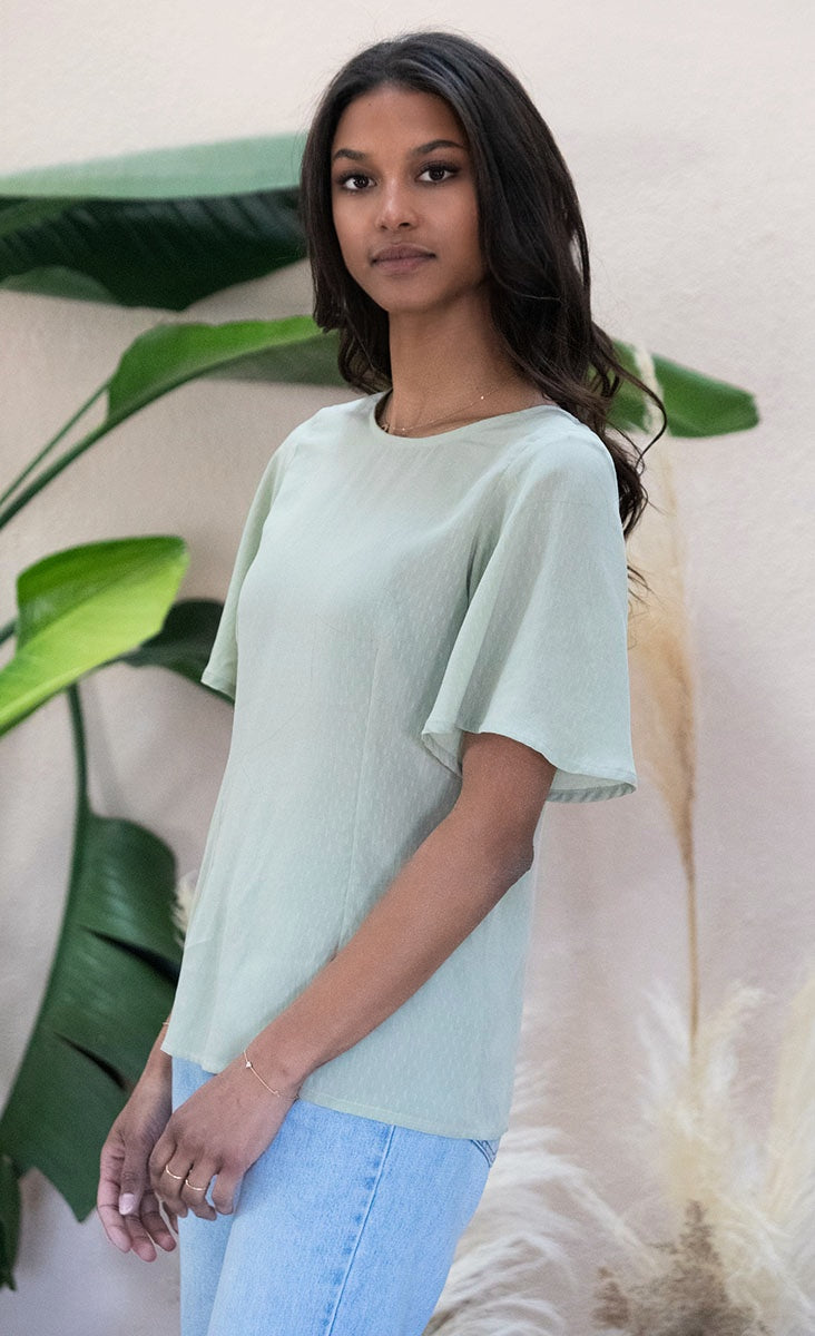 Blouse Lys Réversible Vert Matcha