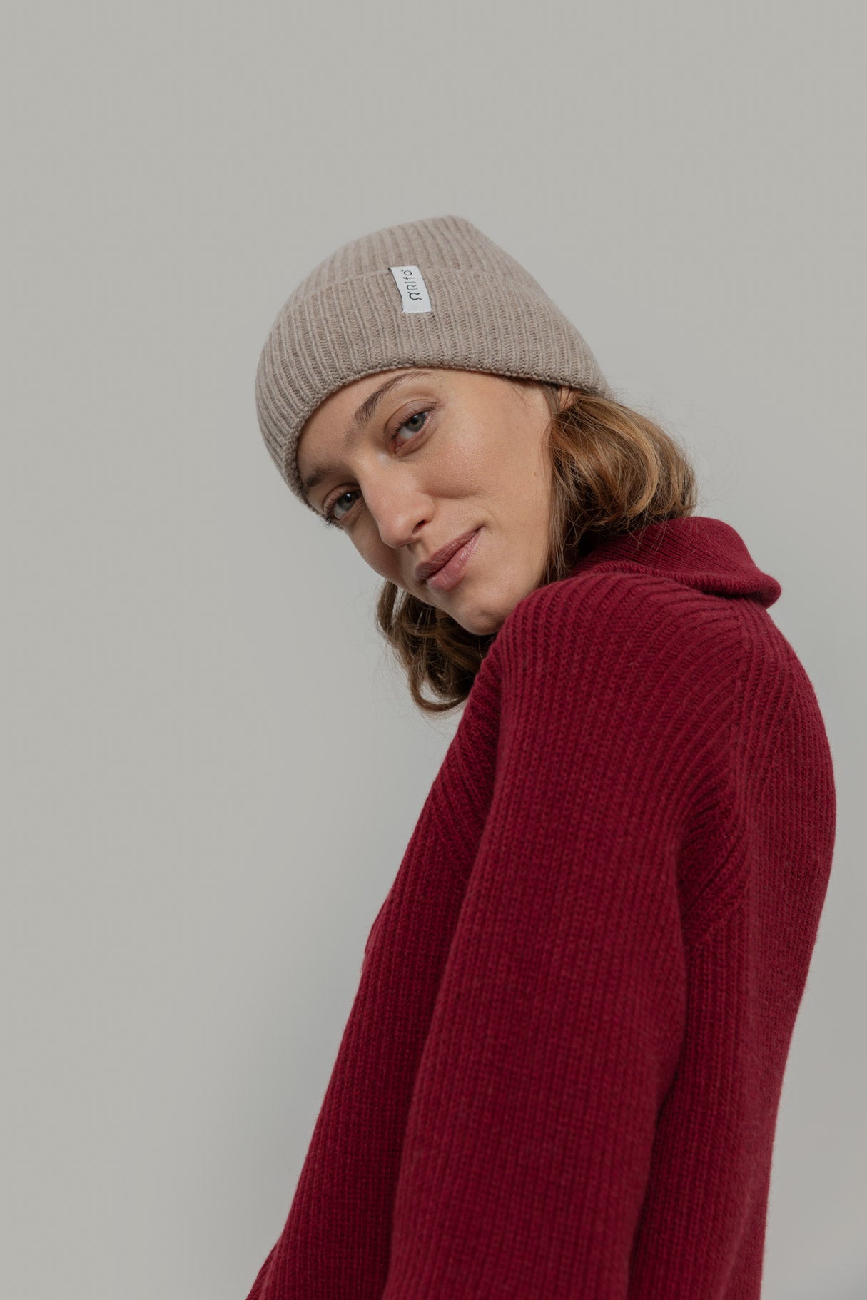 Cashmere beanie Marcello Beige Sand