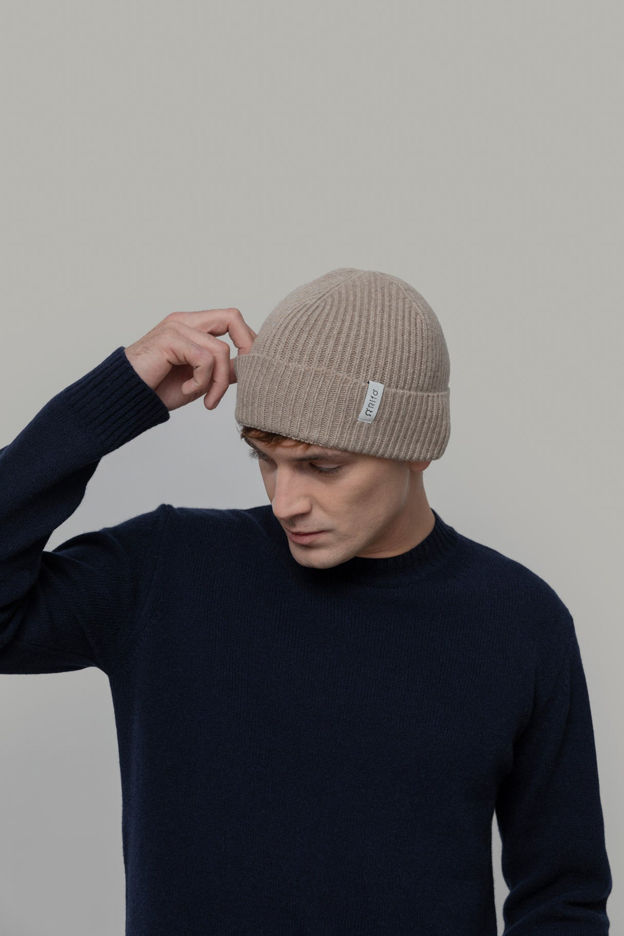 Cashmere beanie Marcello Beige Sand