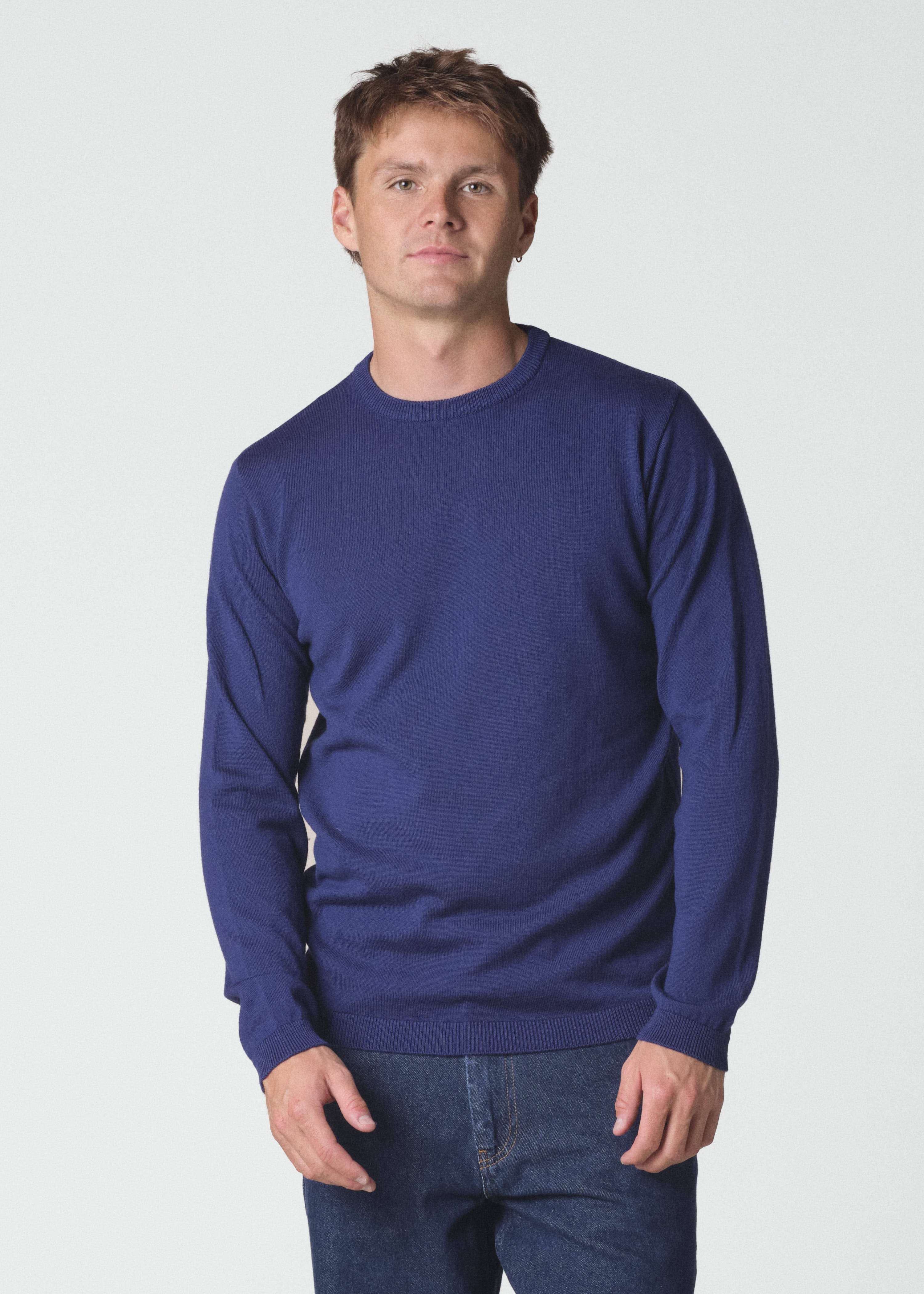 Pull fin mérinos bleu