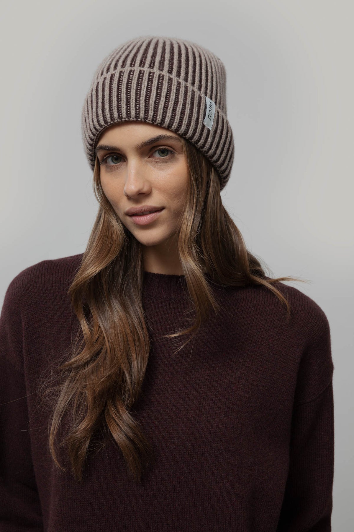 Cashmere beanie Teo Beige-Brown