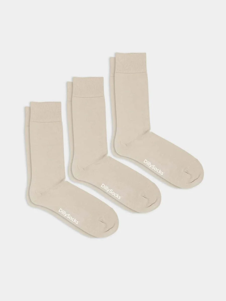 Pack of 3 pairs of plain beige socks
