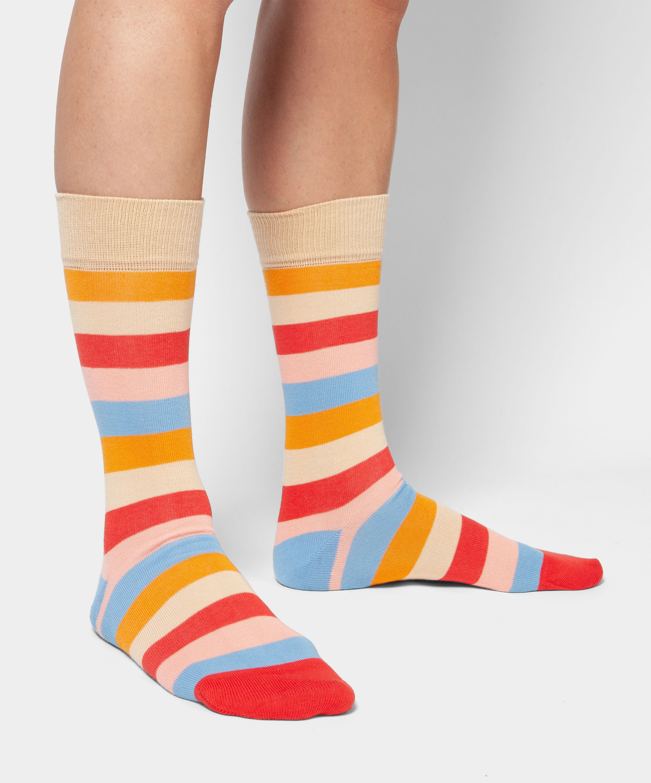 Chaussettes fantaisies en coton bio - Pastel Stripes