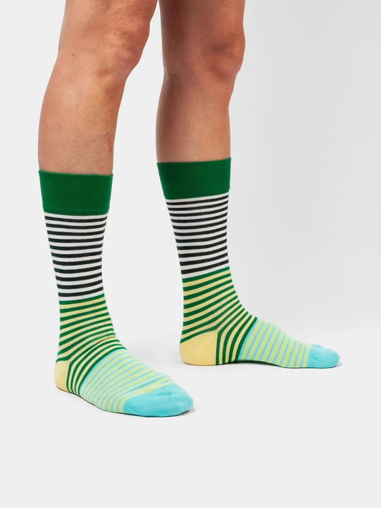 Chaussettes en coton bio Fine Line Green