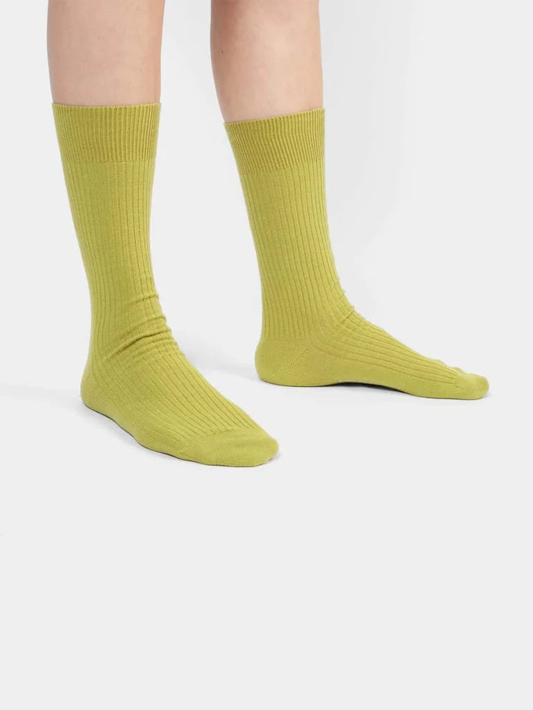 Ribbed Lime Green Socks