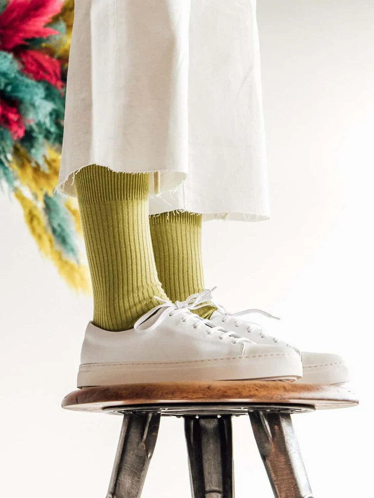 Ribbed Lime Green Socks