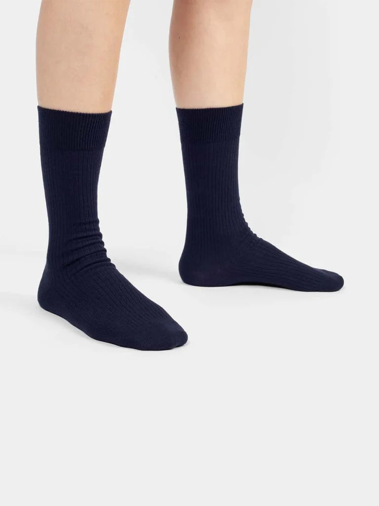 Chaussettes coton côtelé Marine