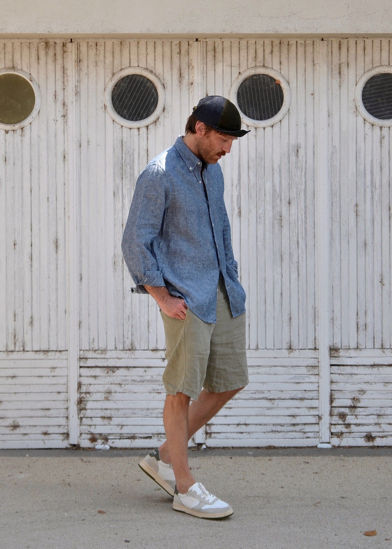 Chemise homme en lin bleu chambray