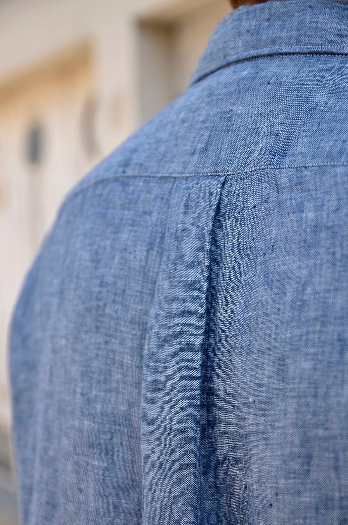 Chemise homme en lin bleu chambray