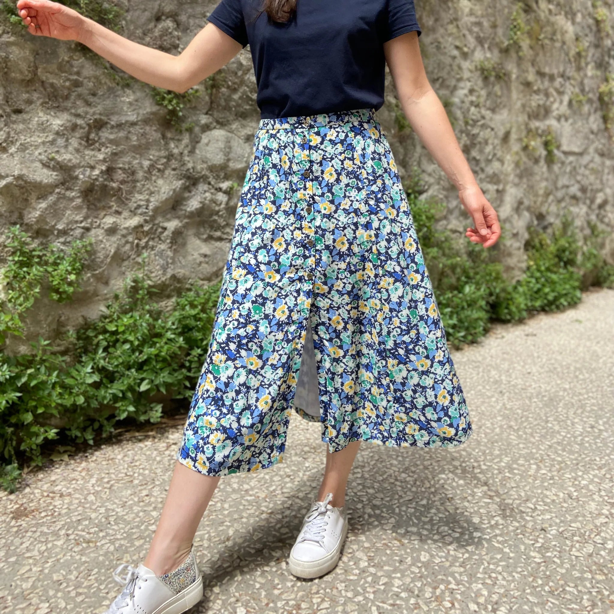 Jupe patineuse boutonnée - Eugénie