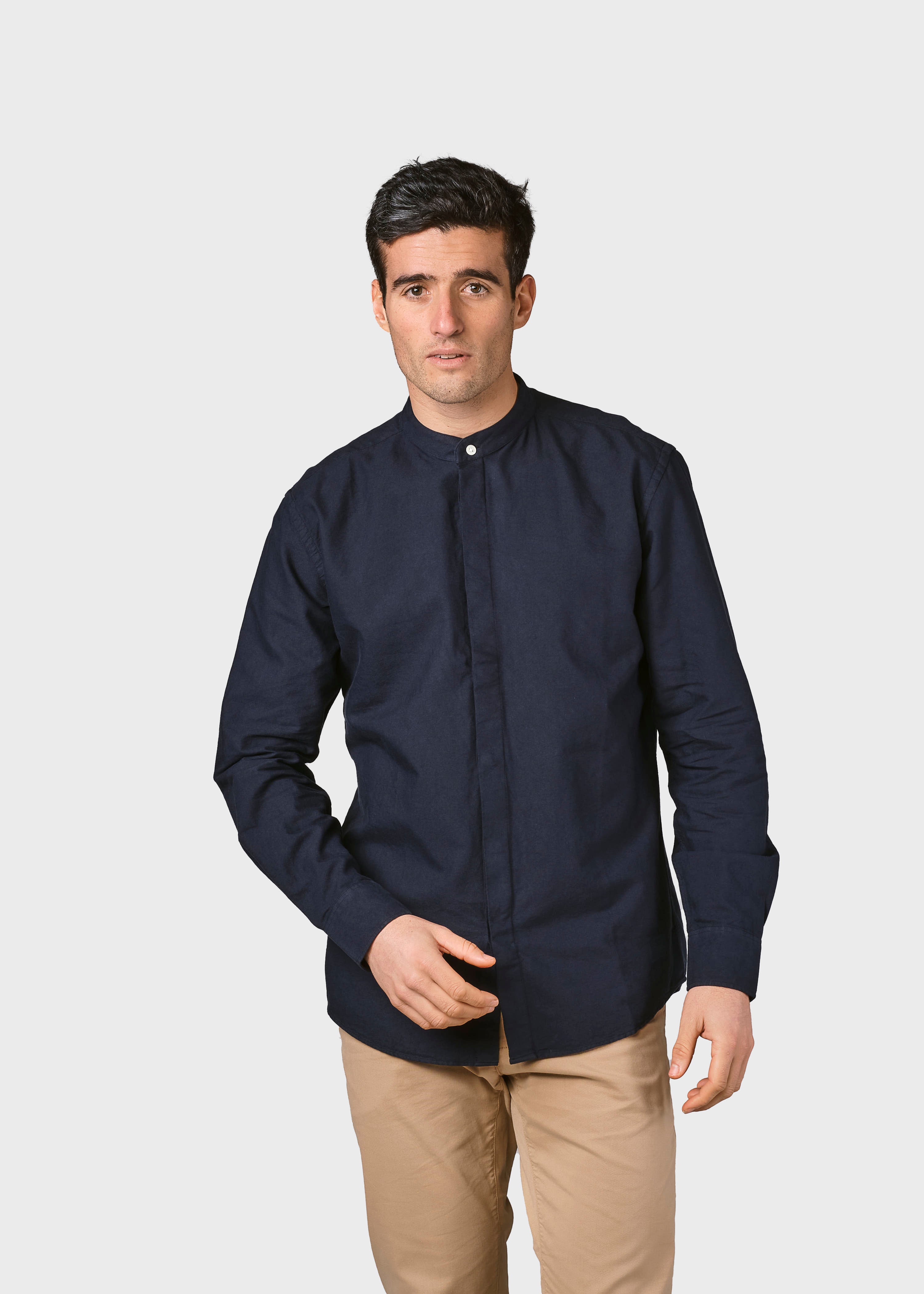 Chemise homme col mao Simon marine