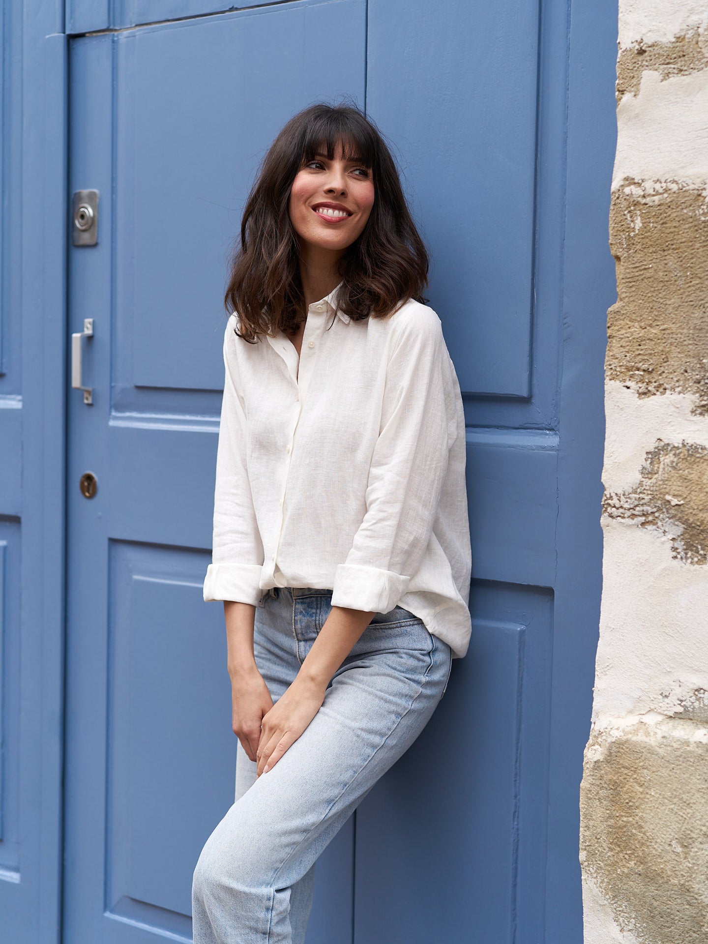 Women Linen Shirt Essential White