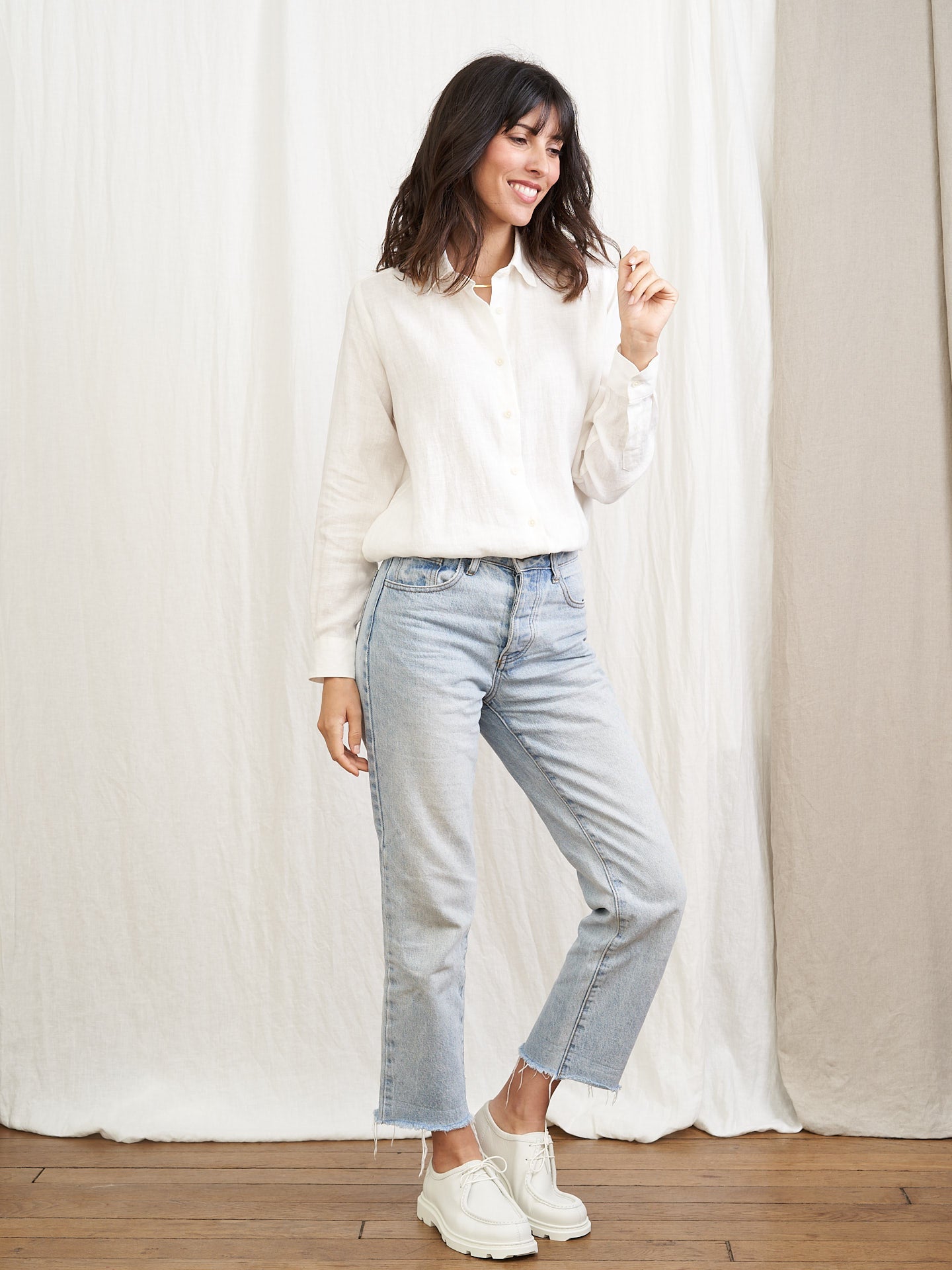 Women Linen Shirt Essential White