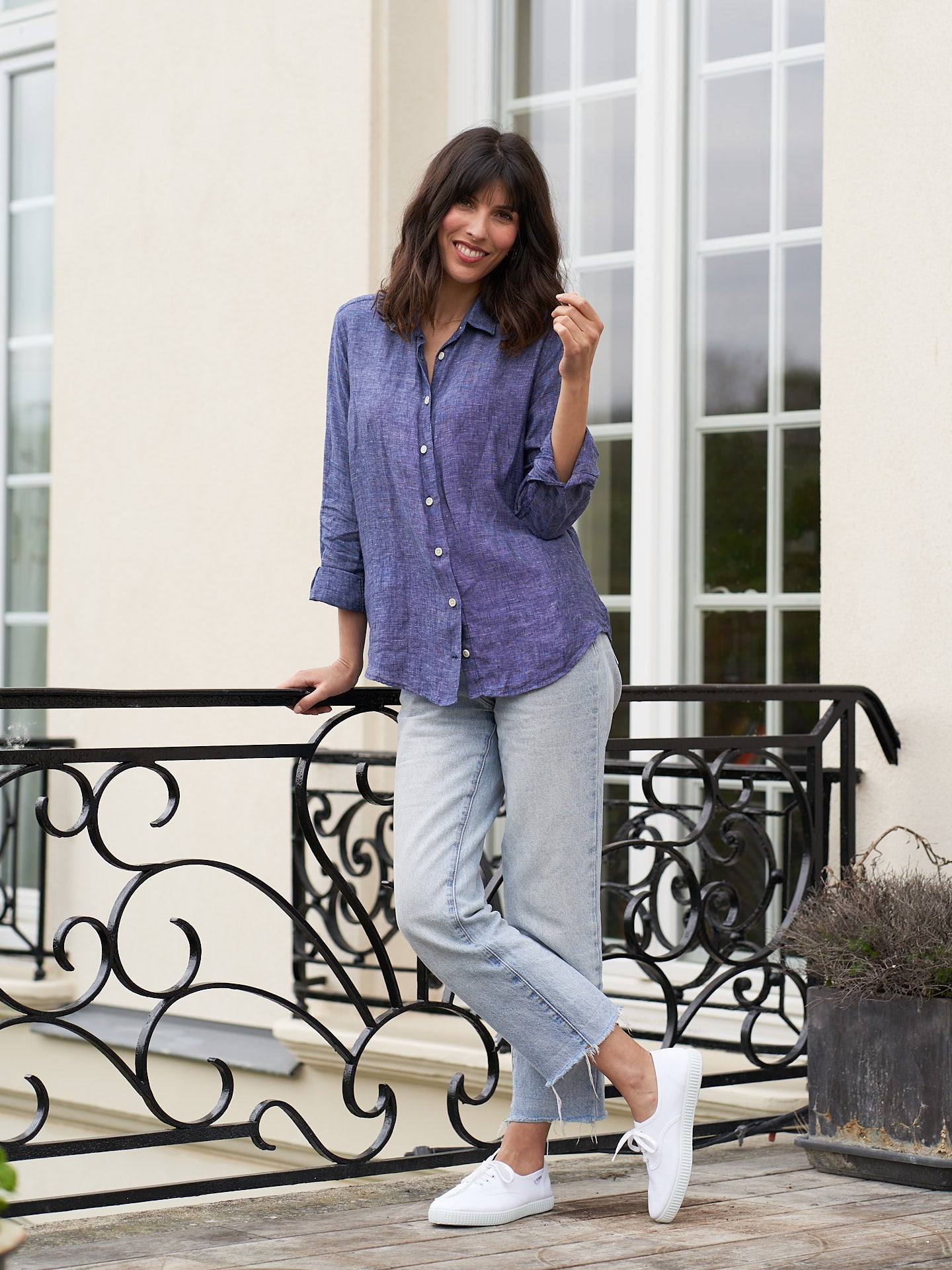 Women Linen Shirt Essentielle Blue