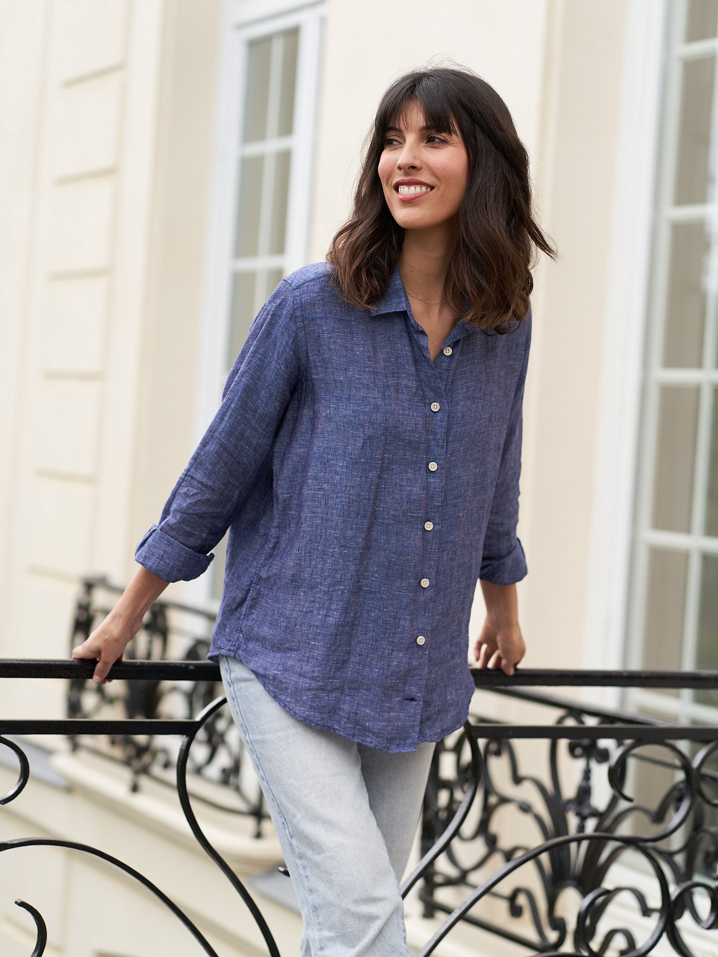Women Linen Shirt Essentielle Blue