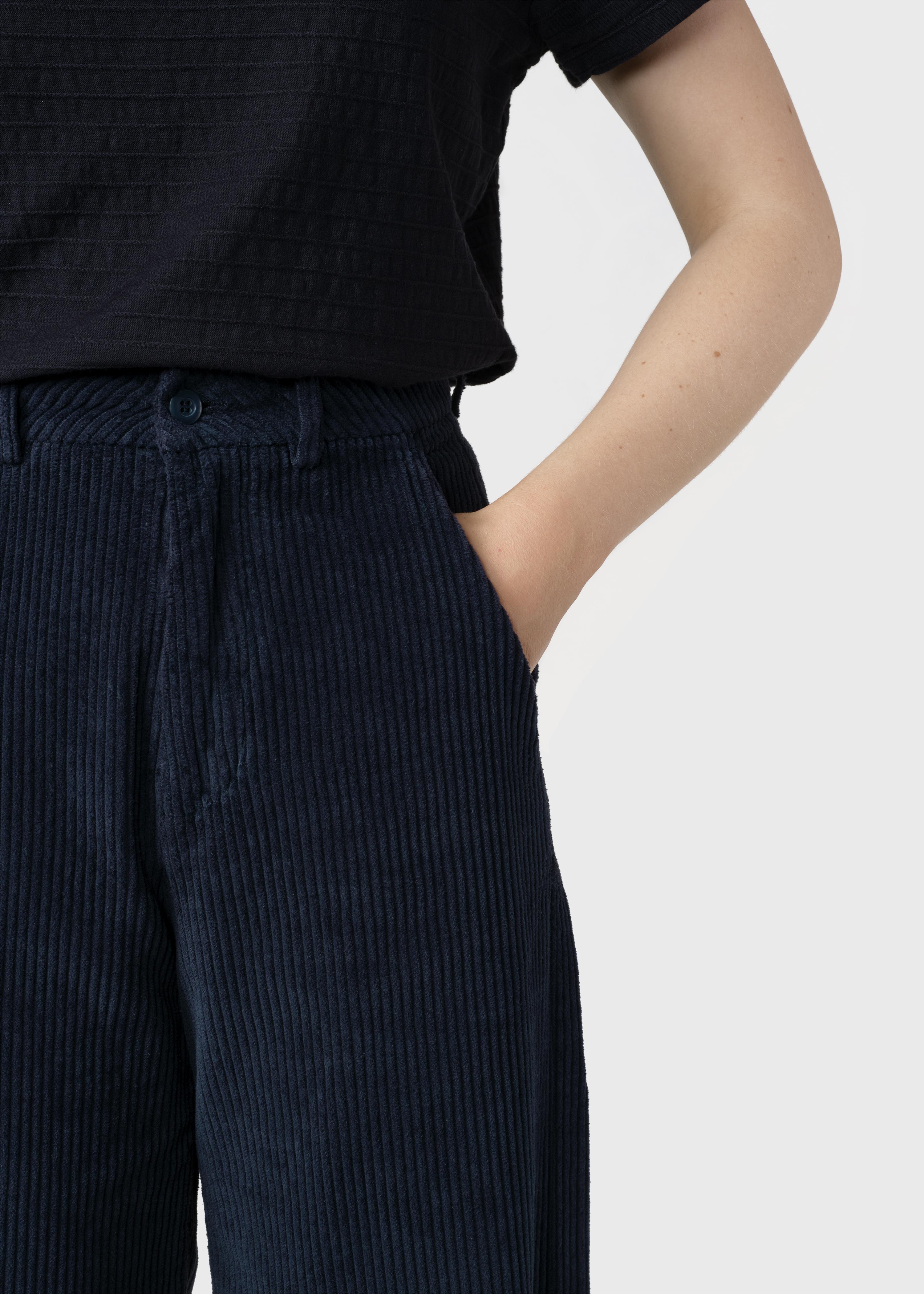 Damen weite Samthose Lydia Navy