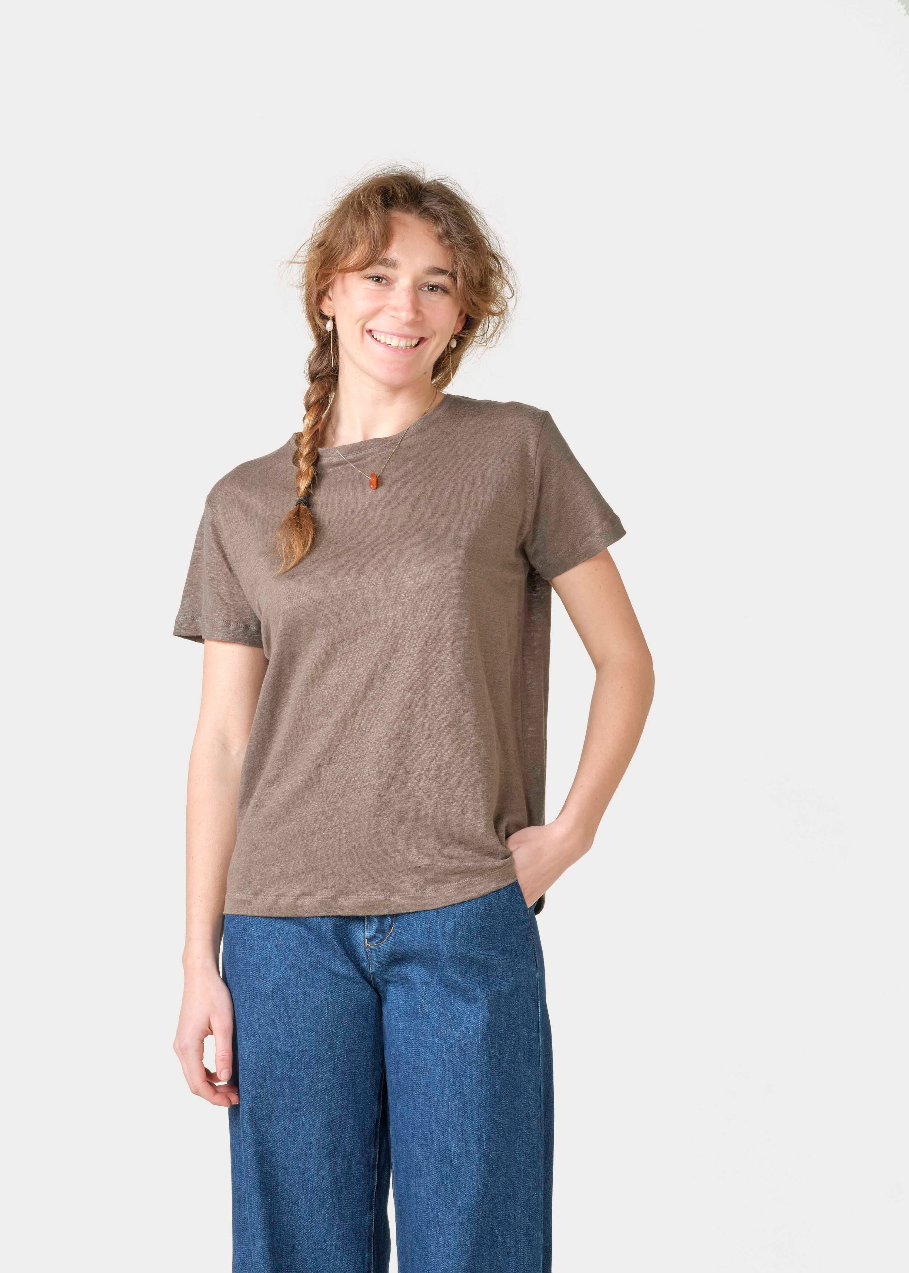 Linen T-shirt Rikke Taupe