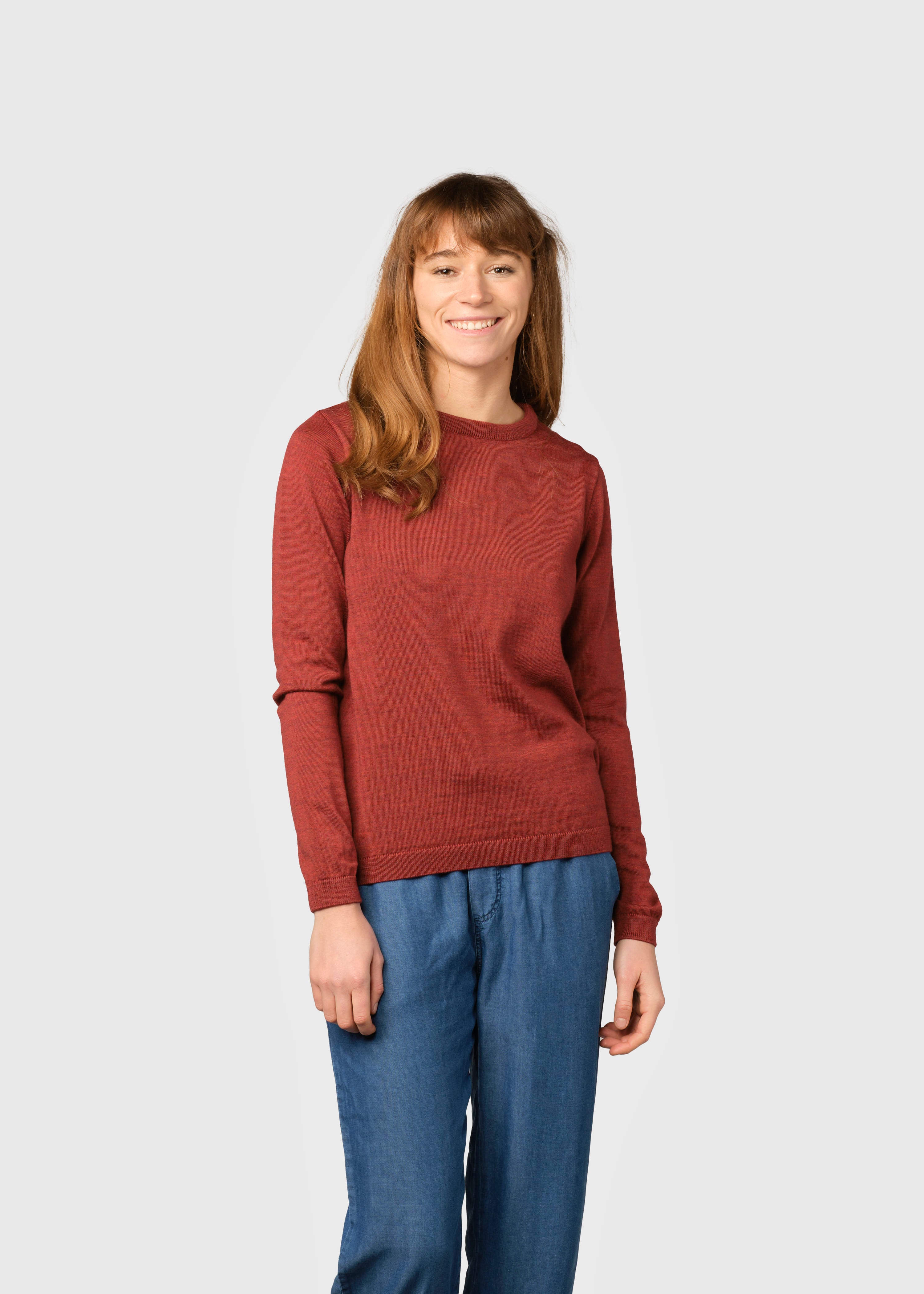 Women's Basic Merino Wool Sweater Clay Red