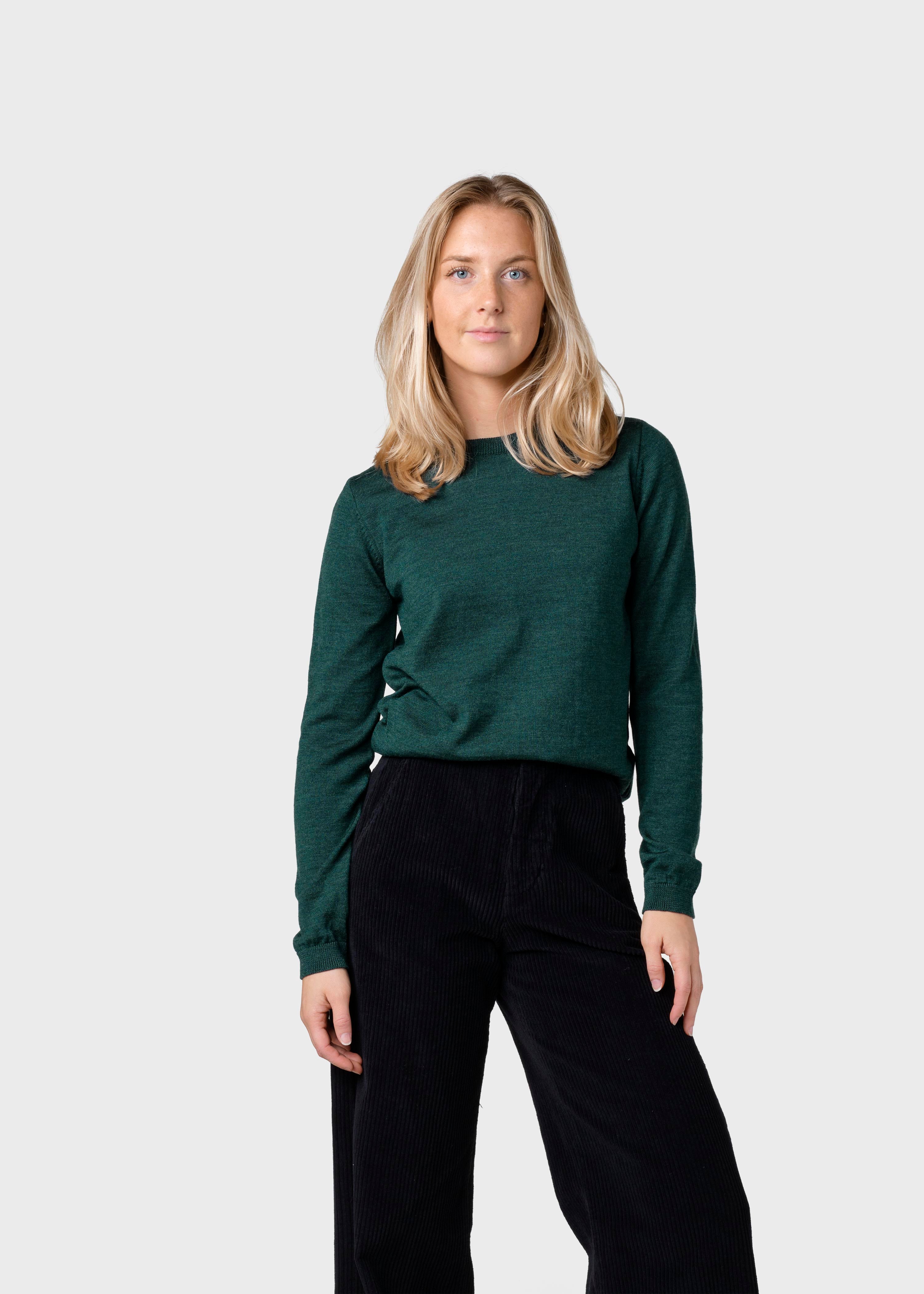 Women's Basic Merino Wool Sweater Moss green