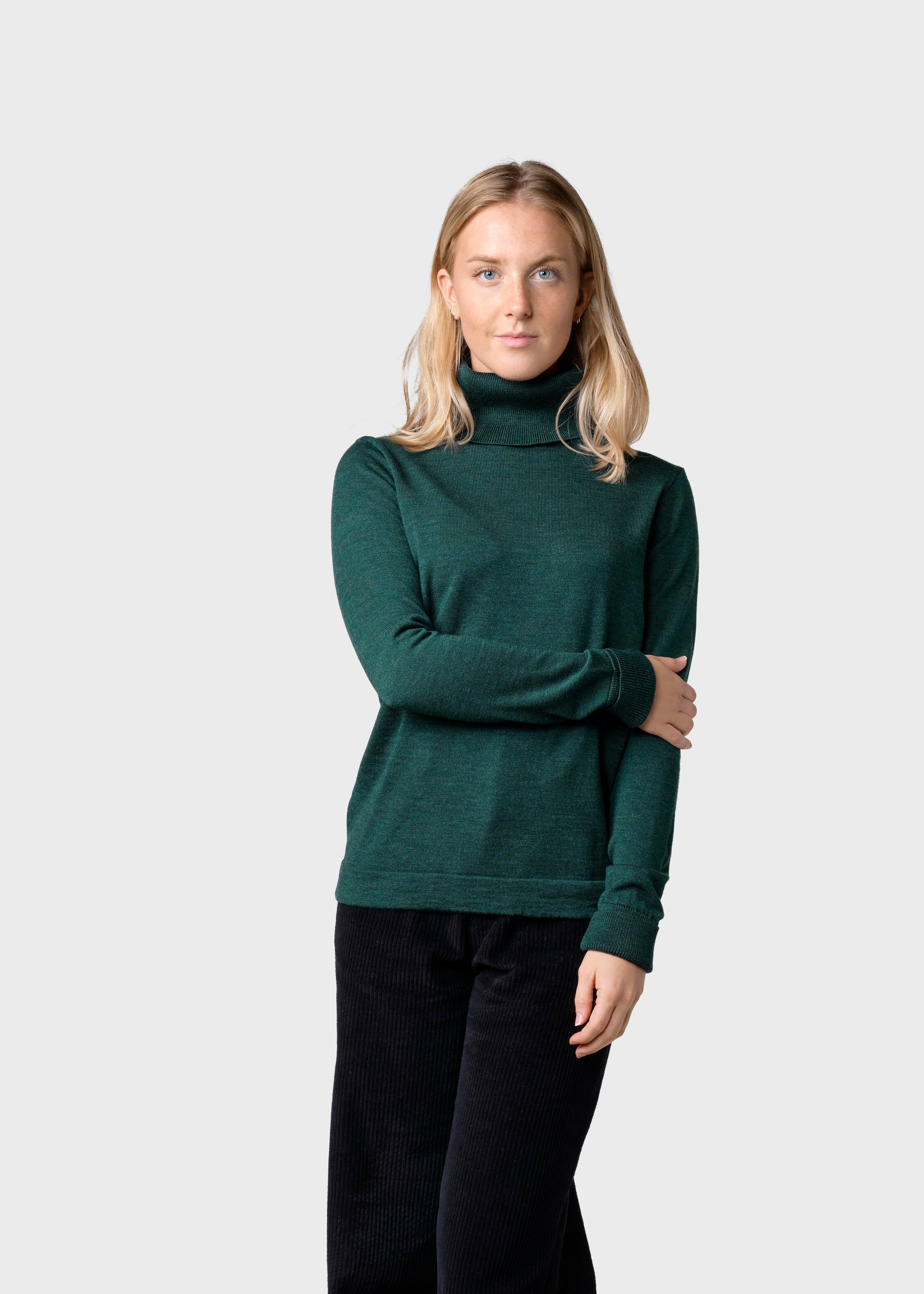 Women merino turtleneck Isabella Moss green