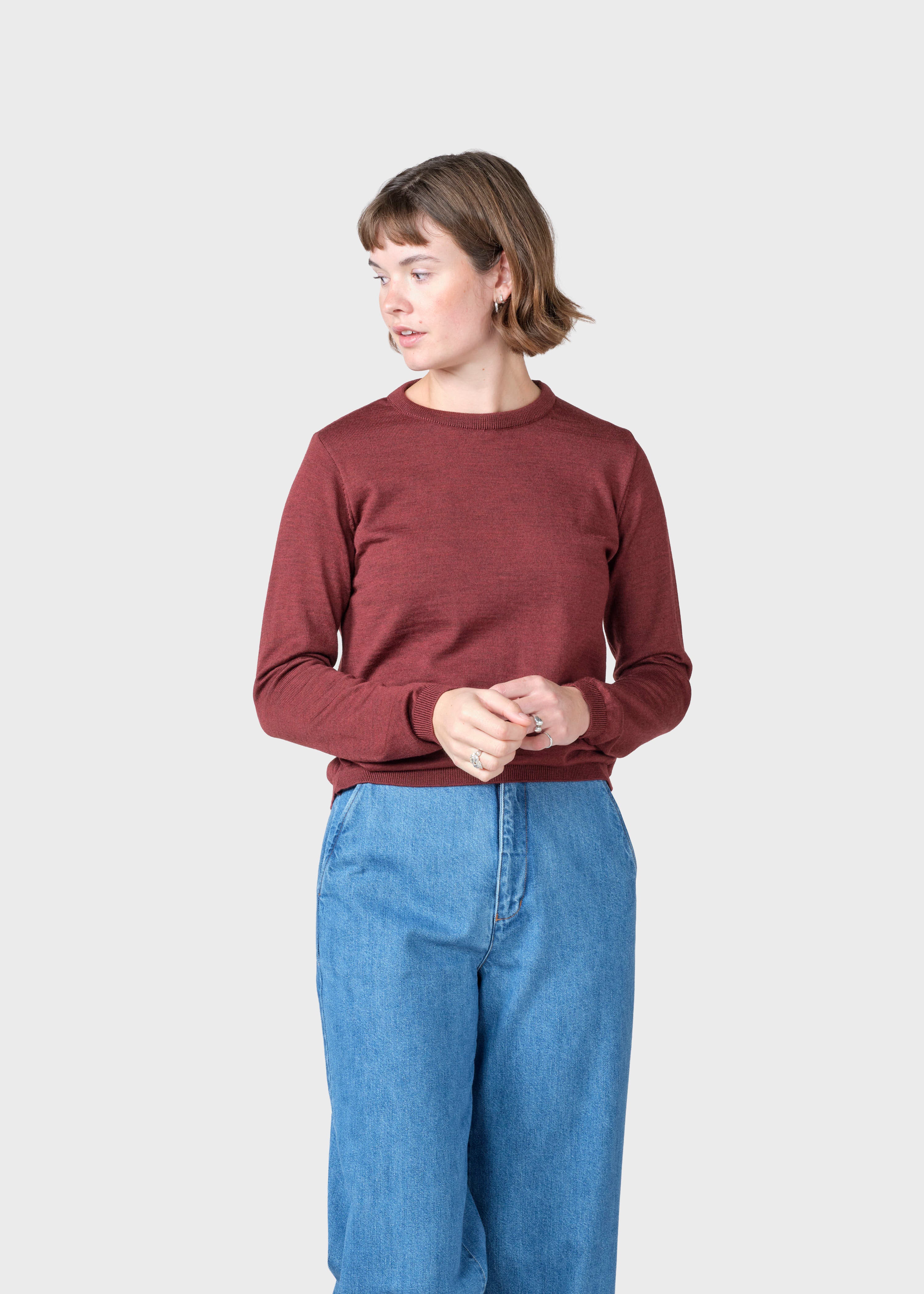 Pull fin merinos bordeaux