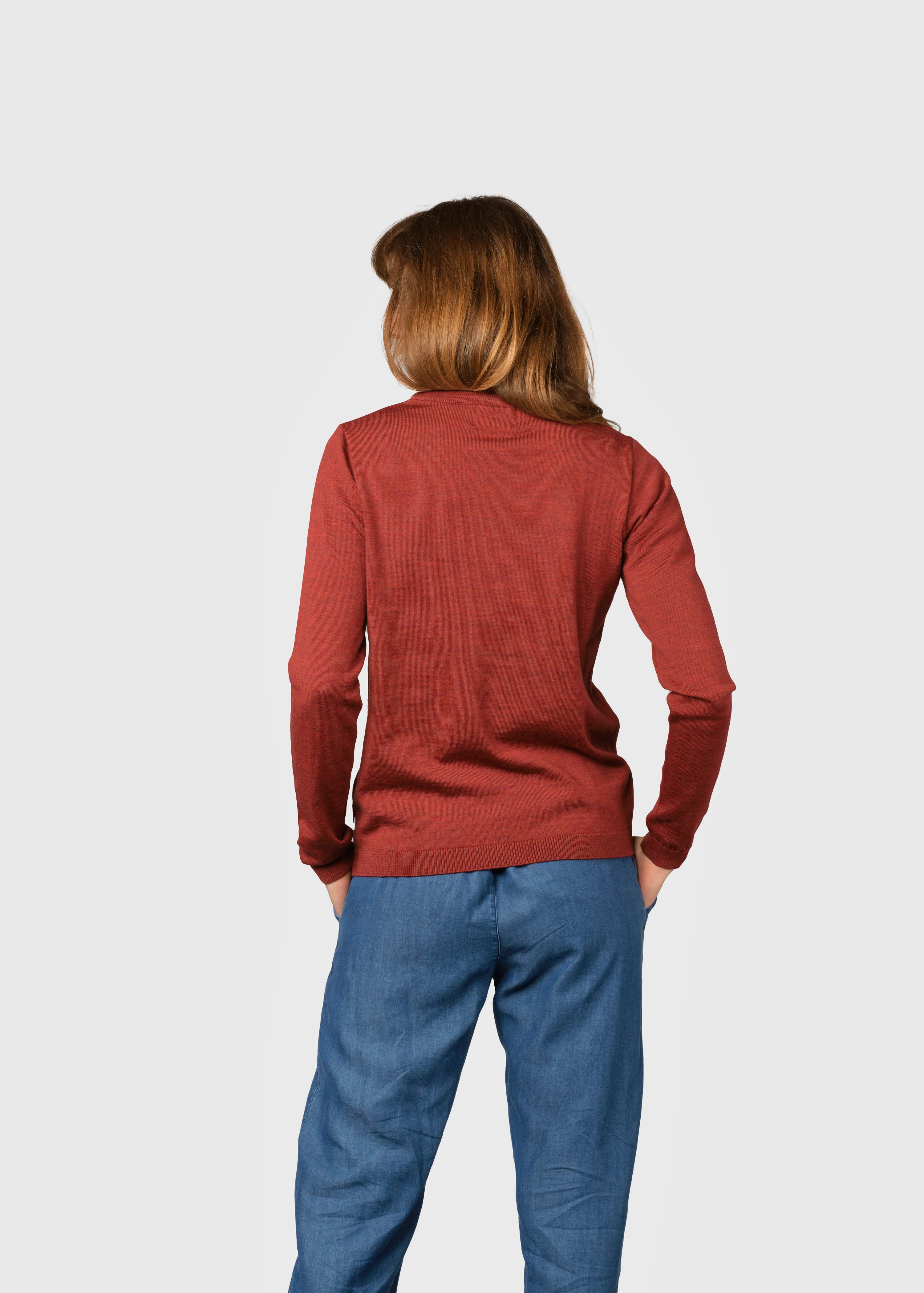 Women's Basic Merino Wool Sweater Clay Red