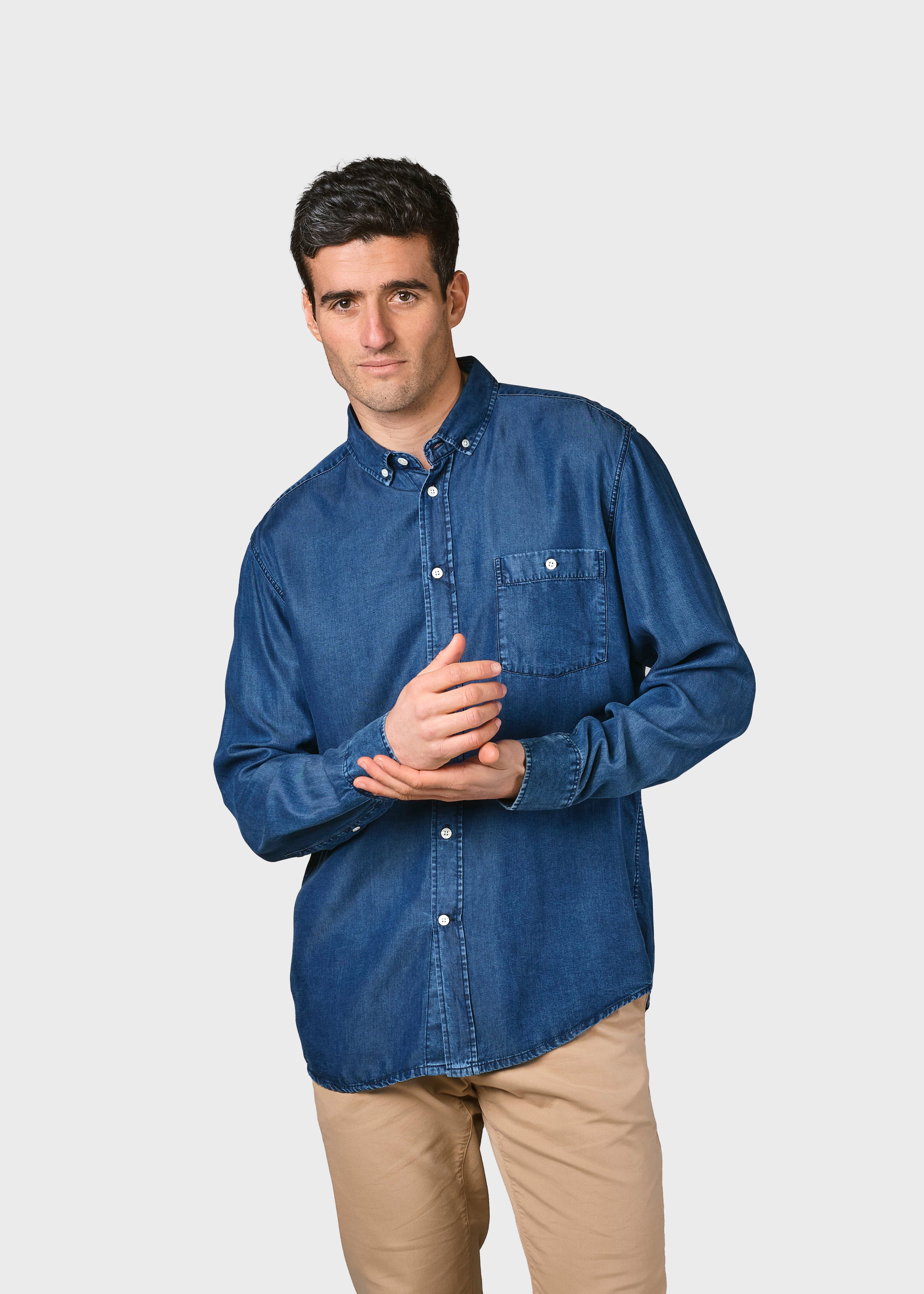 Men's caual shirt in lyocell Benjamin blue jeans