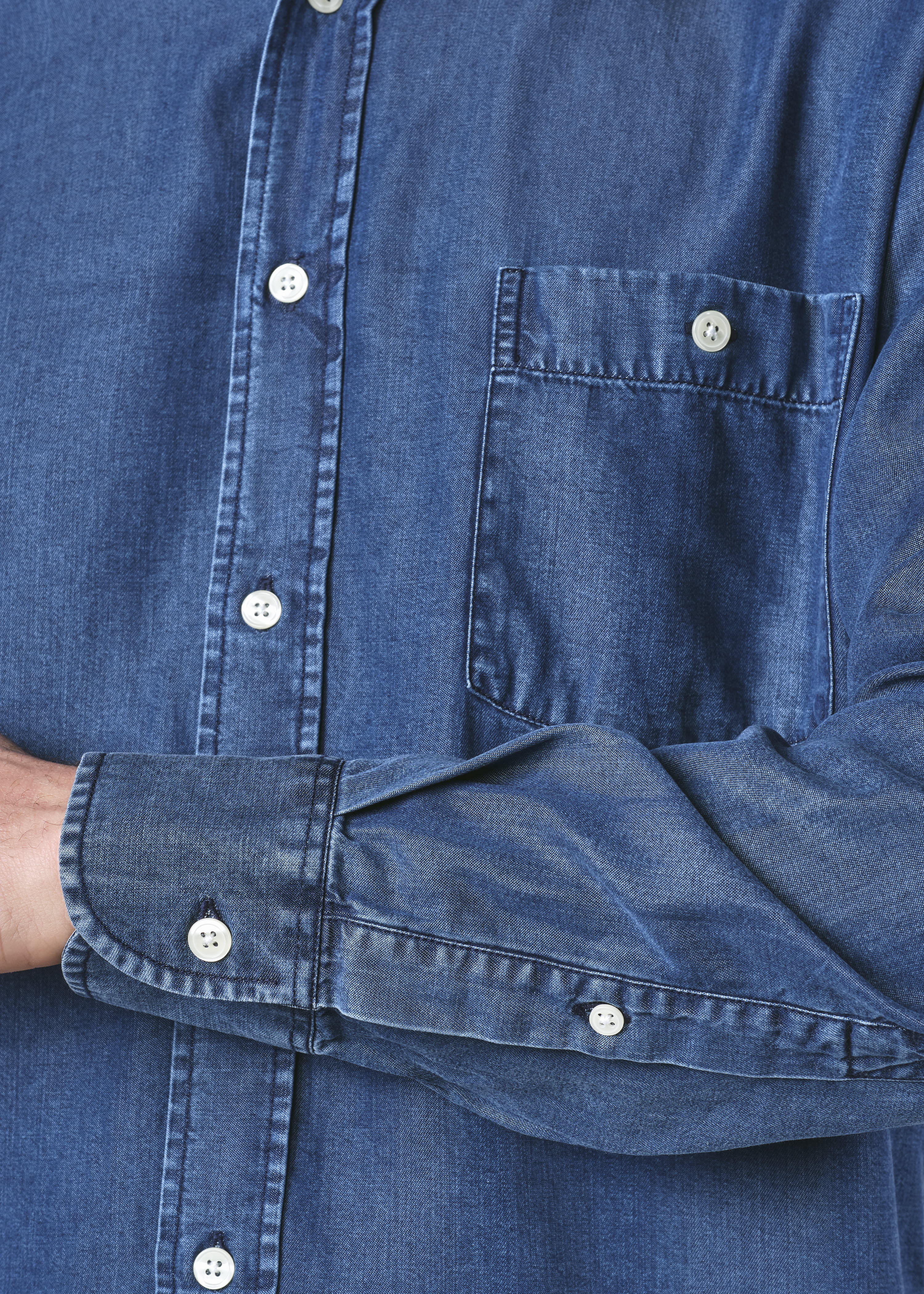 Men's caual shirt in lyocell Benjamin blue jeans