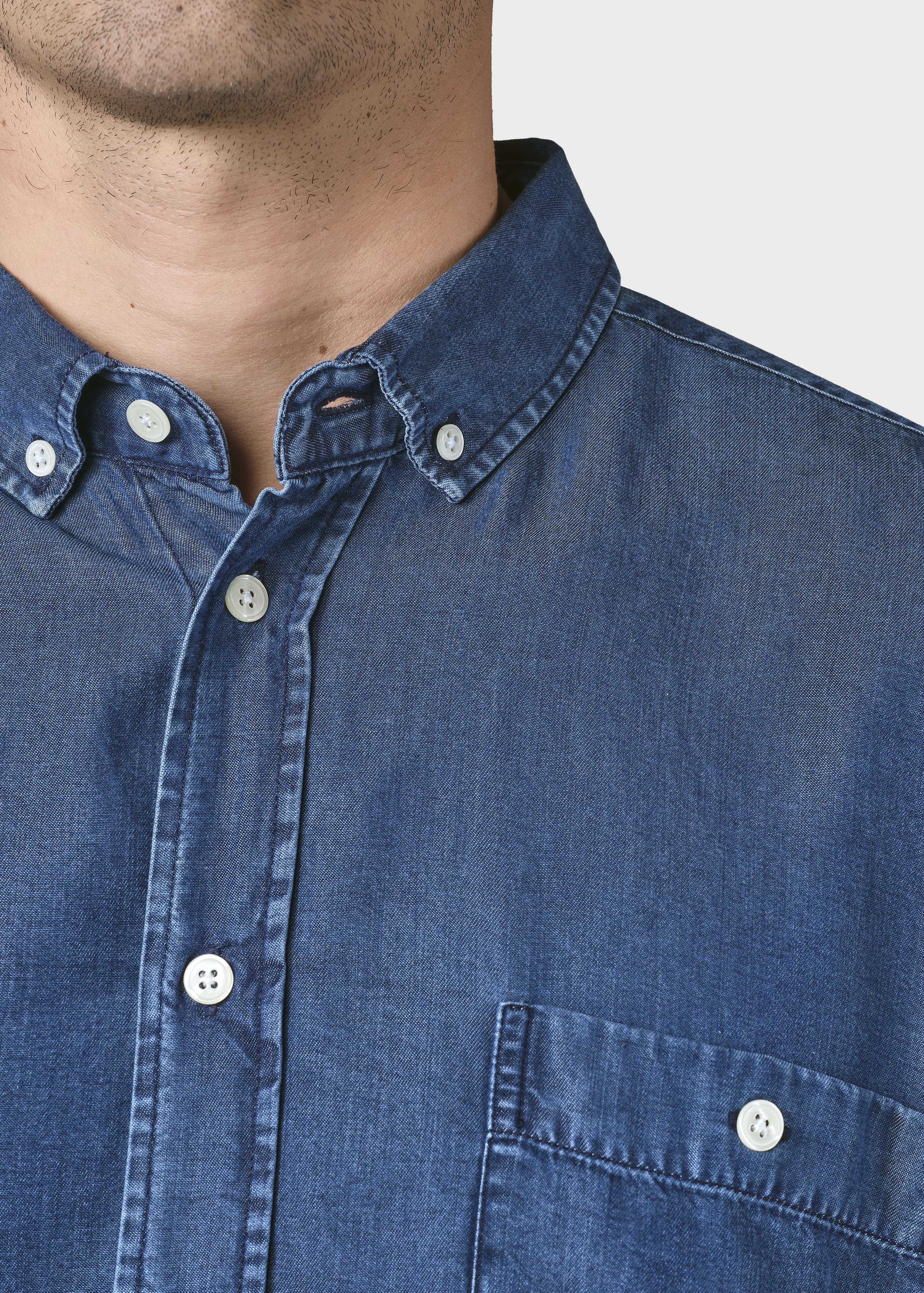 Men's caual shirt in lyocell Benjamin blue jeans