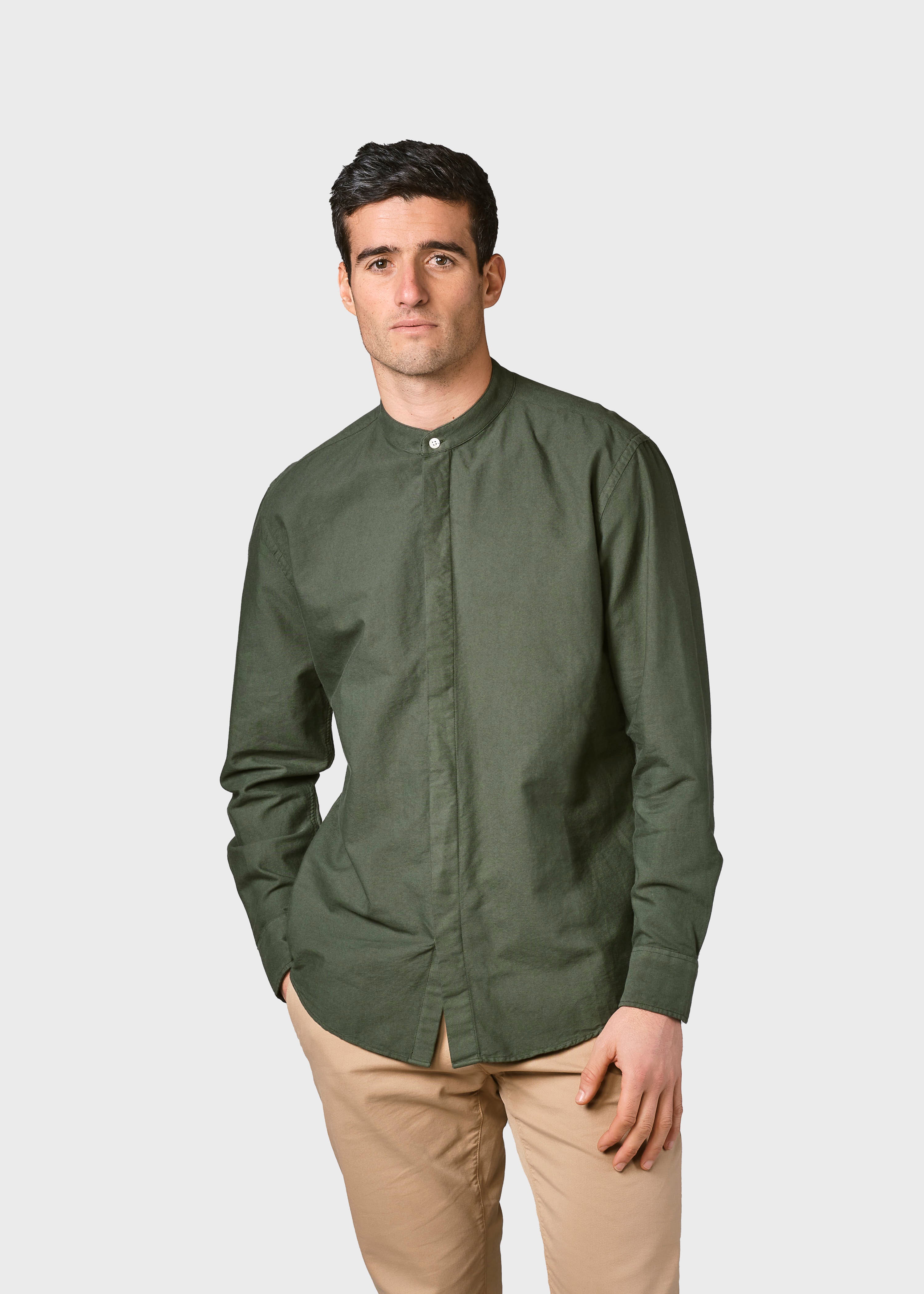 Mandarin collar shirt Simon Olive