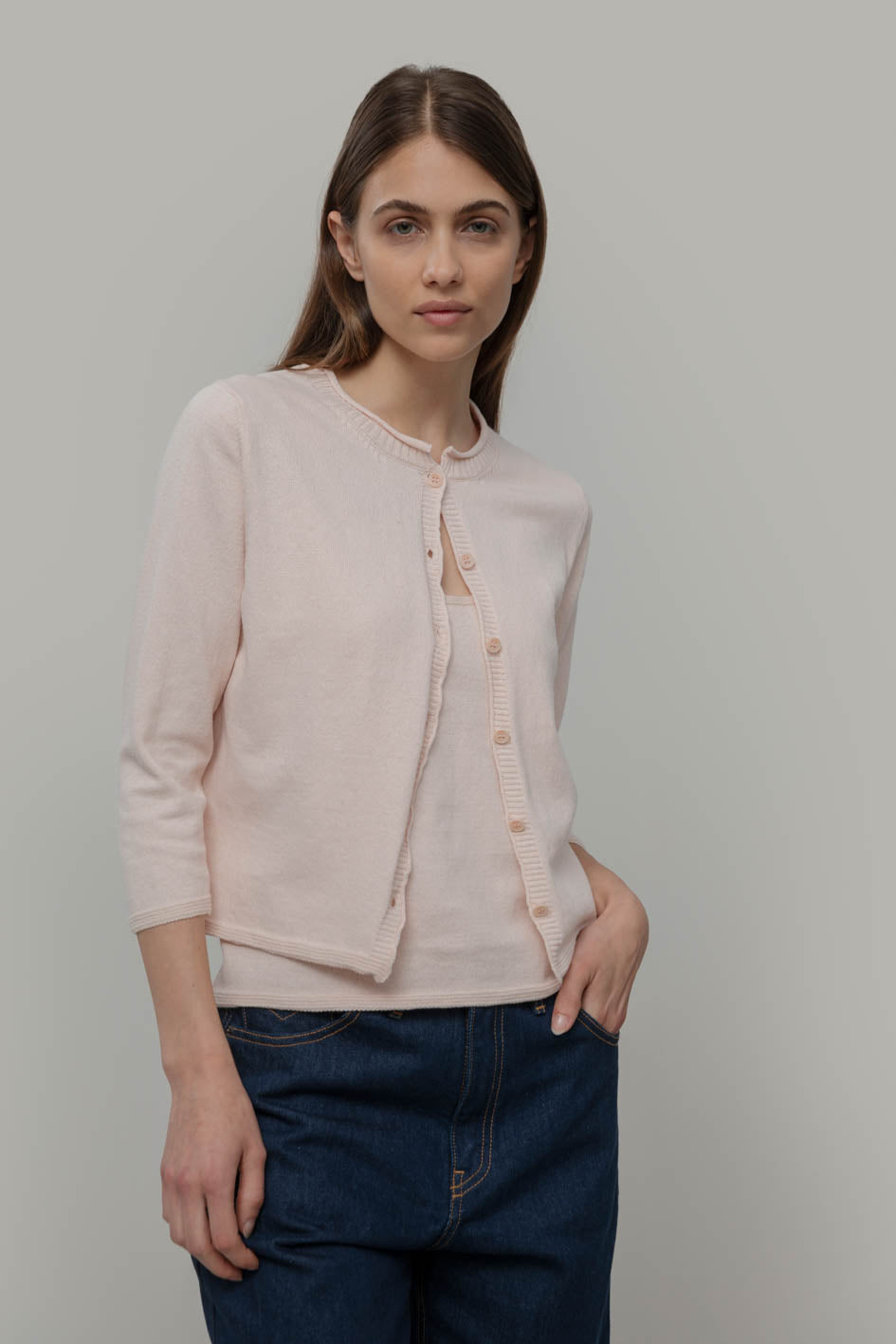 Leda Pink cropped cardigan