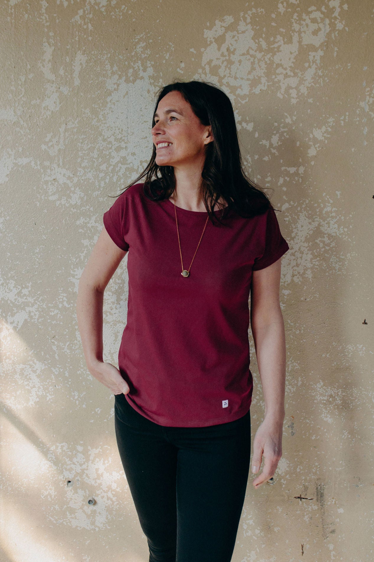 T-shirt recyclé Mme Mésange Grenat