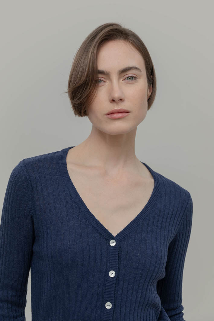 Women silk cardigan Realma Navy