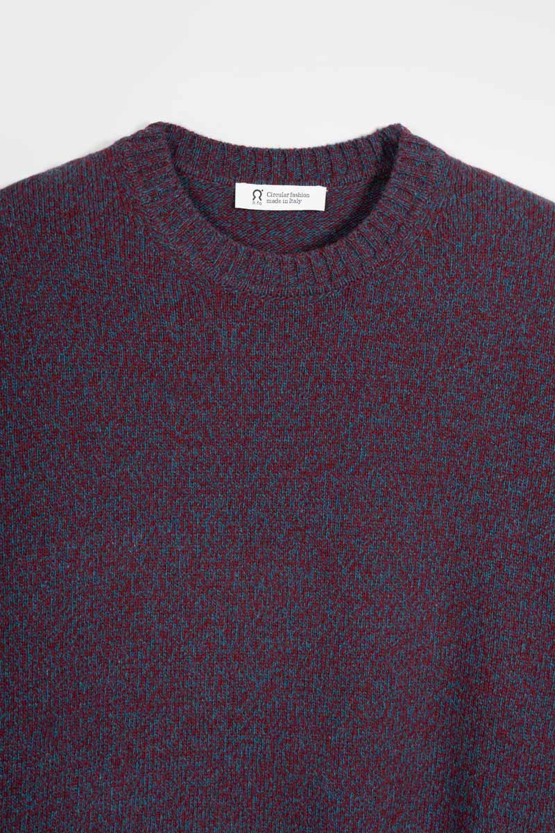 Herren Kaschmirpullover Romeo Bordeaux-Blau Meliert