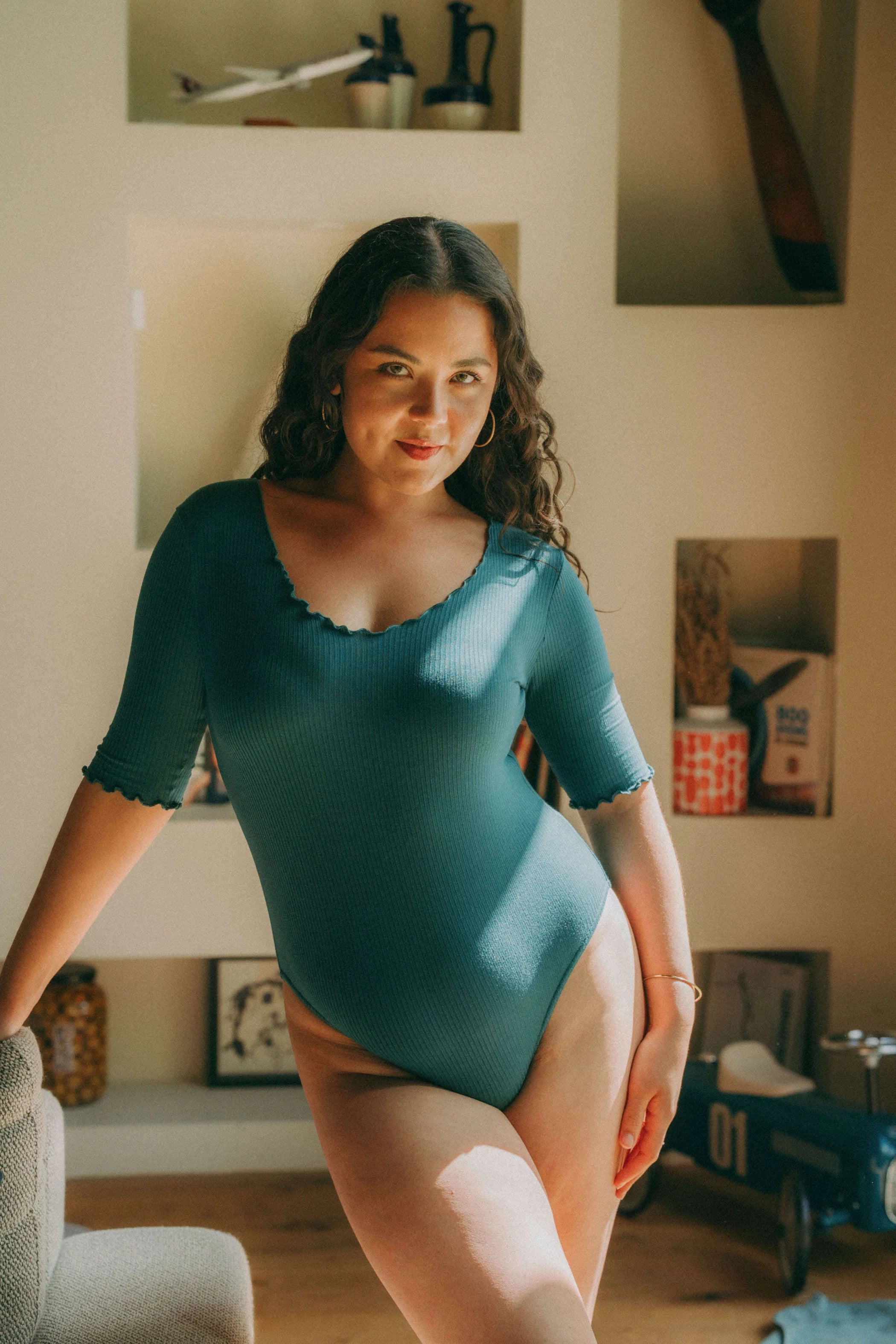 Short-sleeved bodysuit Clara Lagoon