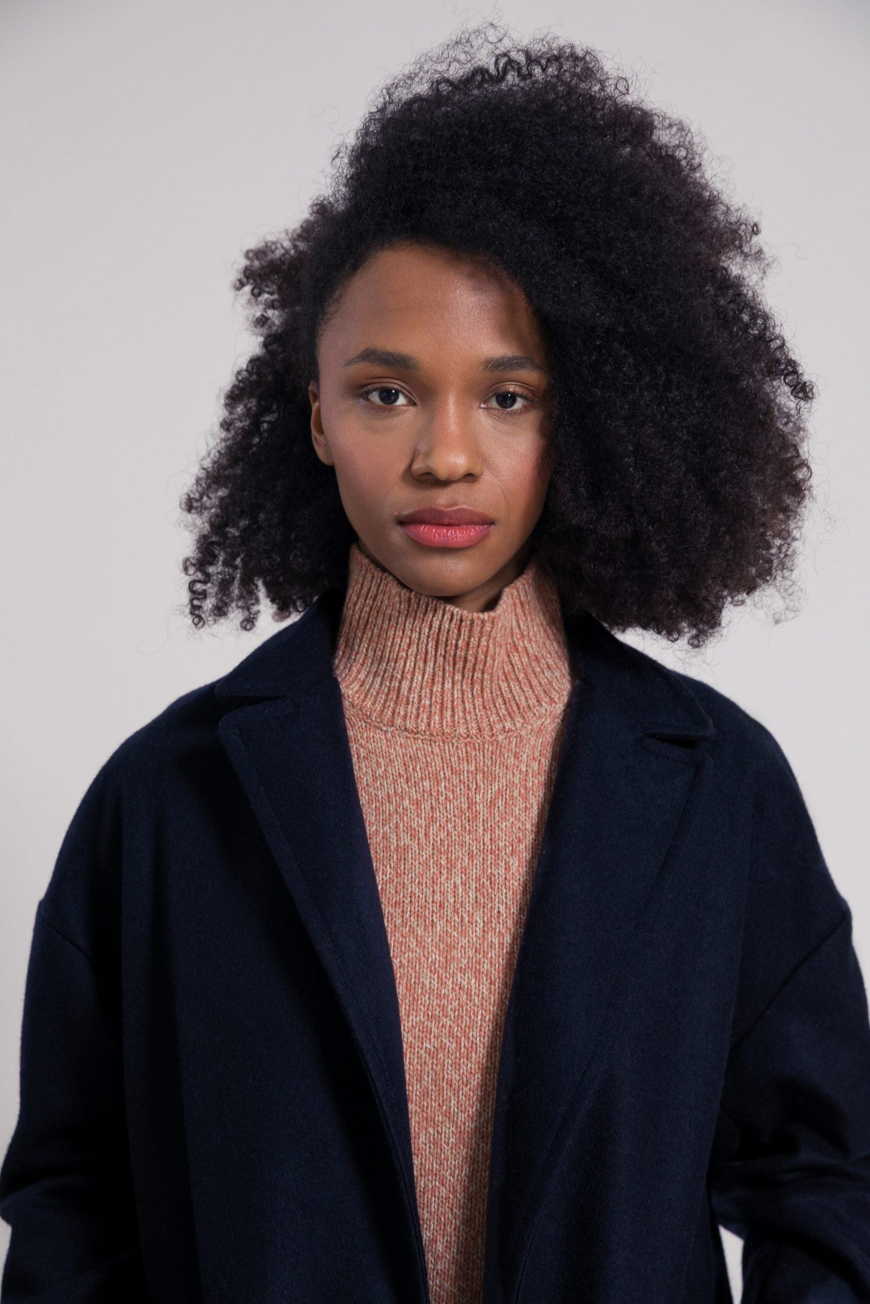 Manteau long en laine recyclée MARA marine