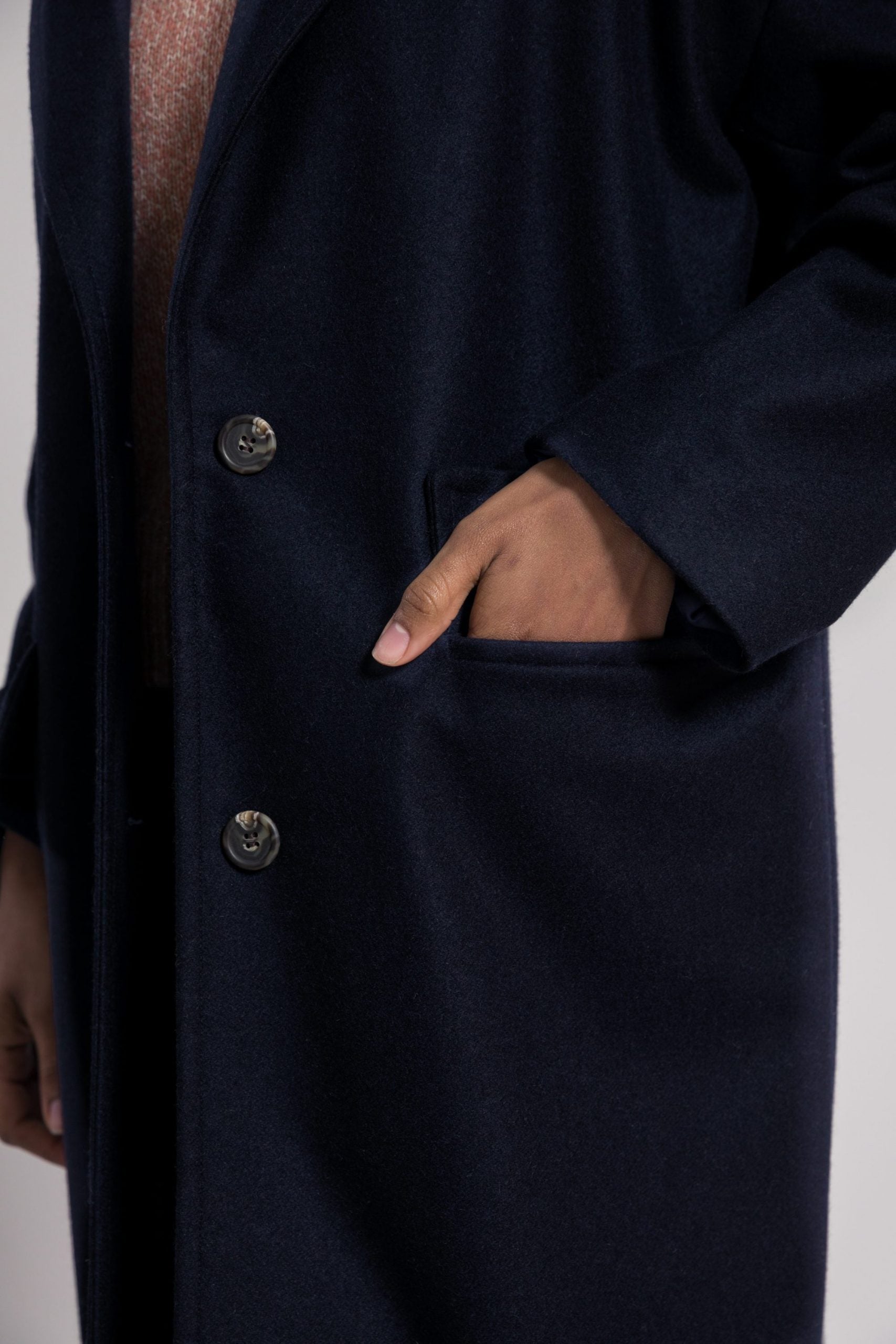 Manteau long en laine recyclée MARA marine