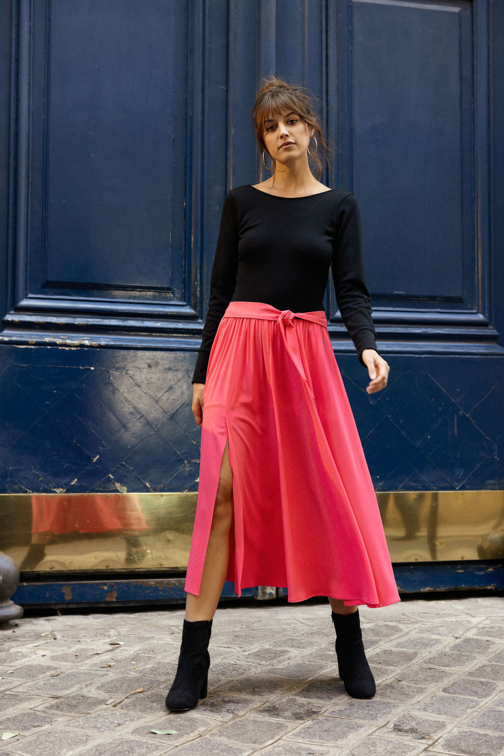 Robe longue bi-matières Anika