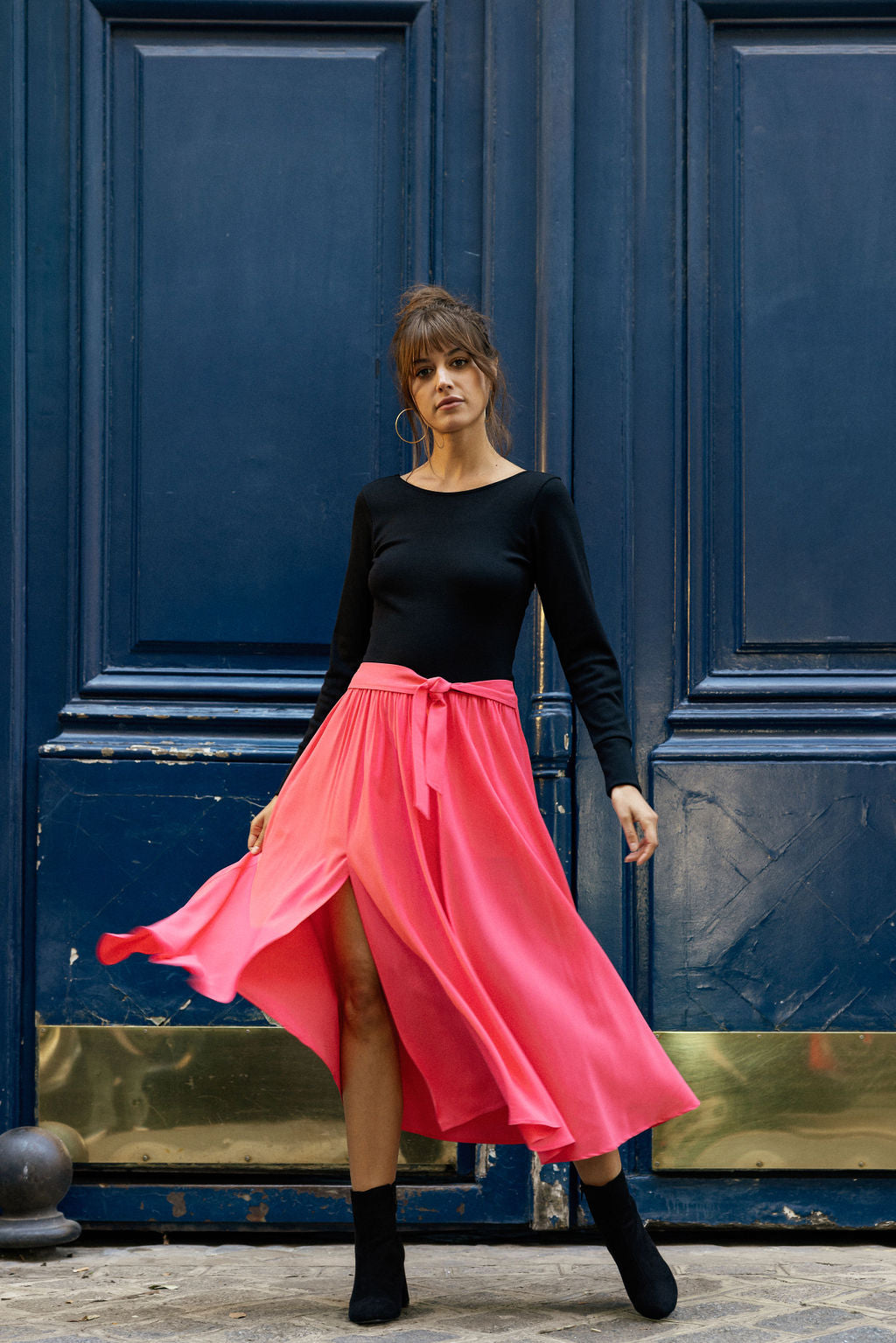 Robe longue bi-matières Anika