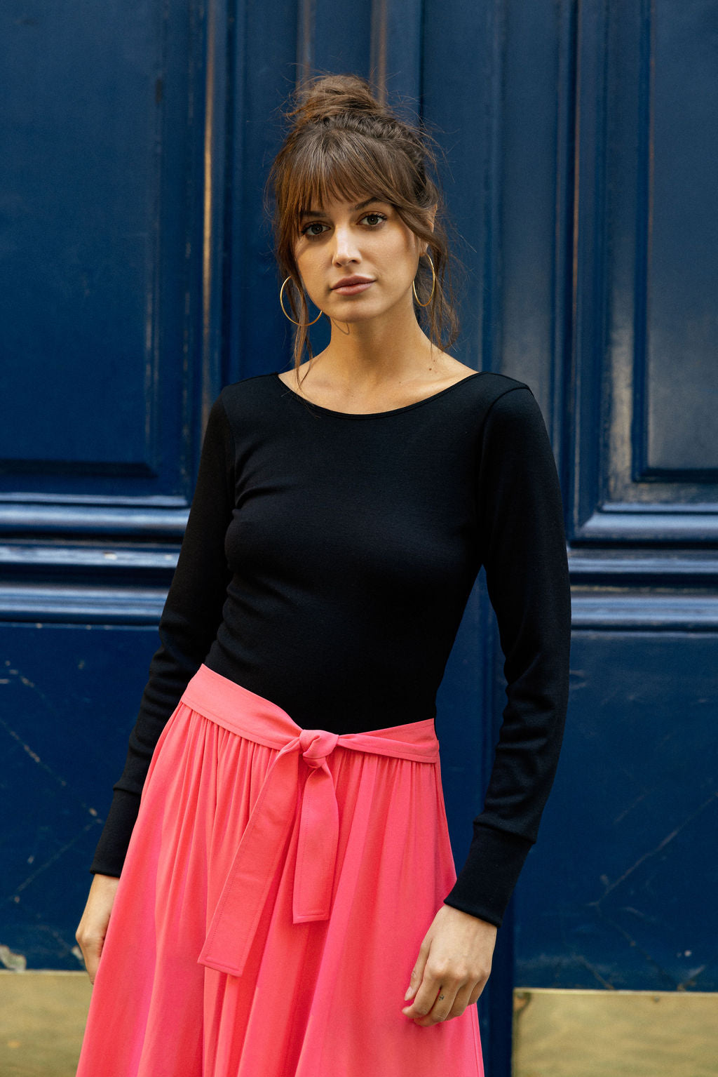Robe longue bi-matières Anika