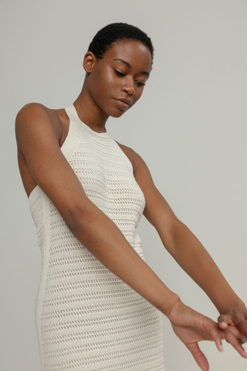 Robe en maille Mena écru