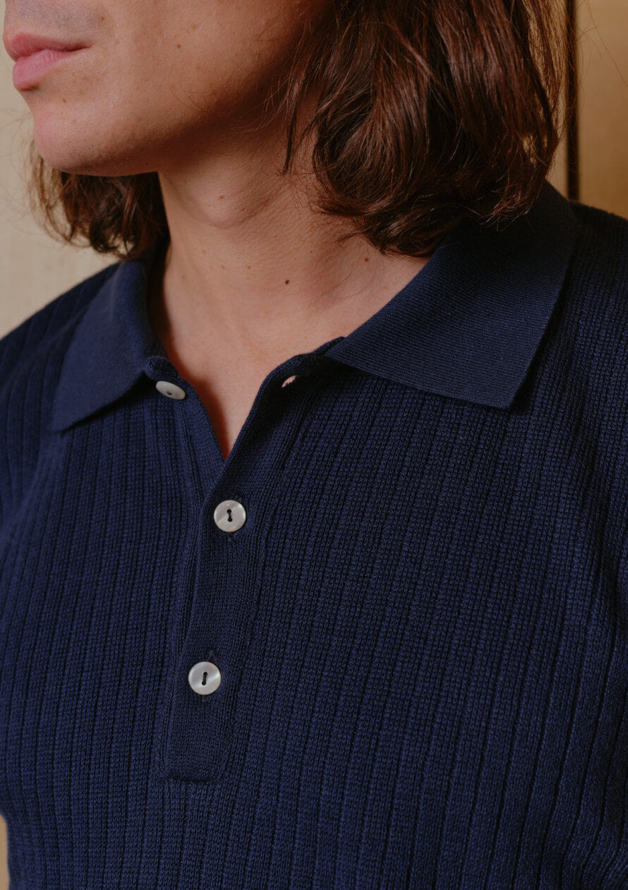 Triomphe Poloshirt mit langen Ärmeln, Marineblau