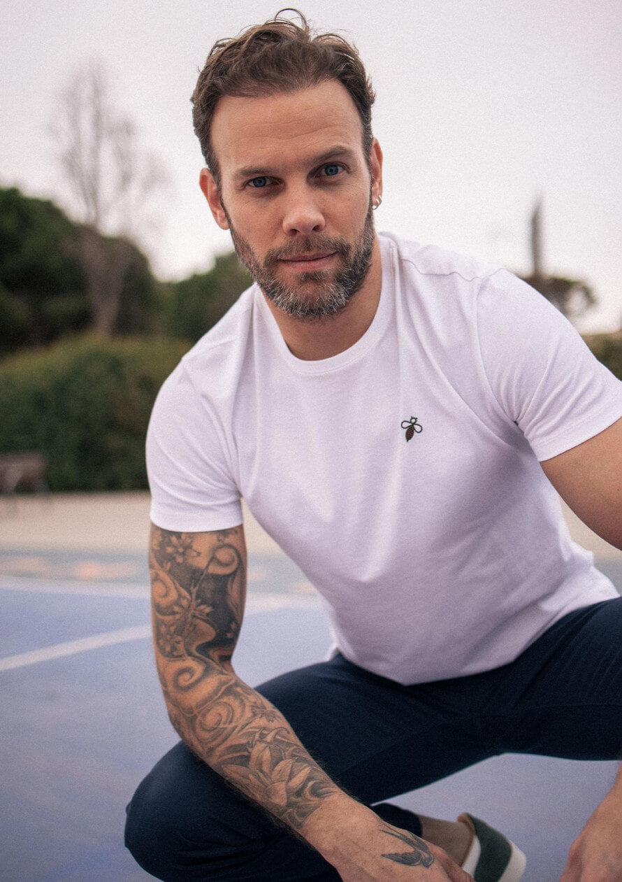 T-shirt blanc homme coton bio Essaim