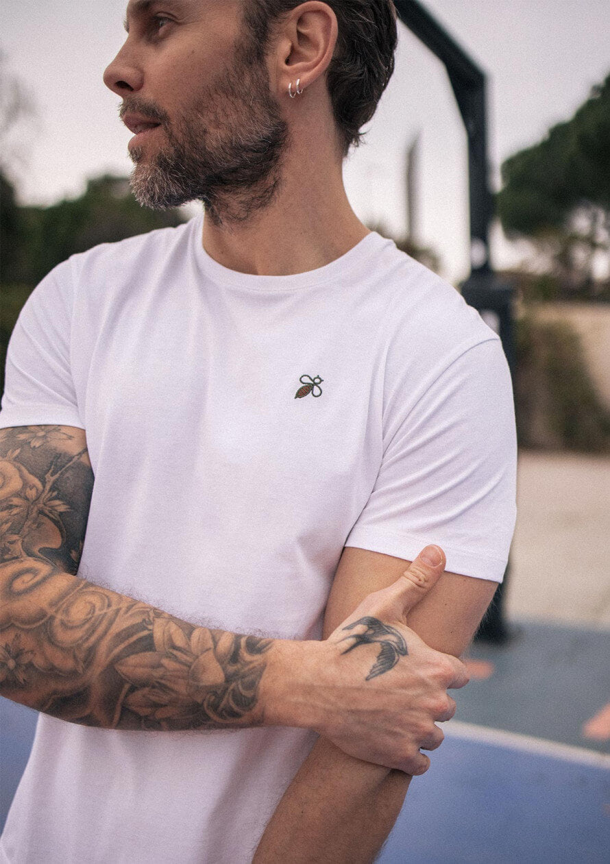 T-shirt blanc homme coton bio Essaim