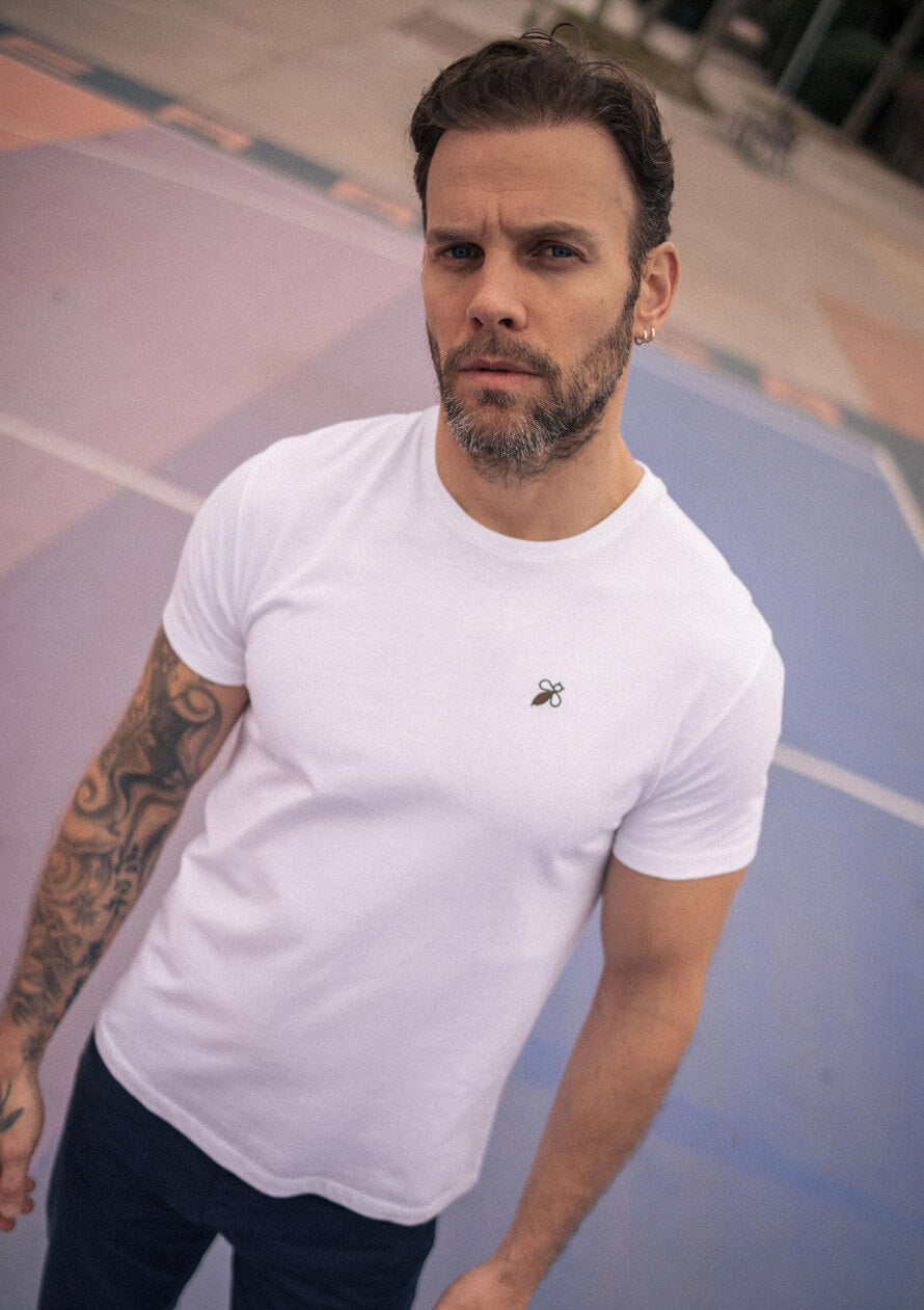 T-shirt blanc homme coton bio Essaim