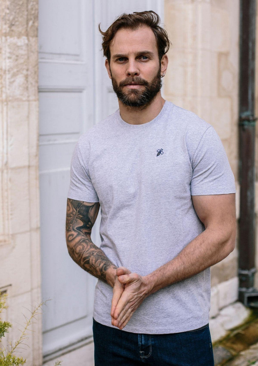 T-shirt homme coton bio Essaim gris chiné