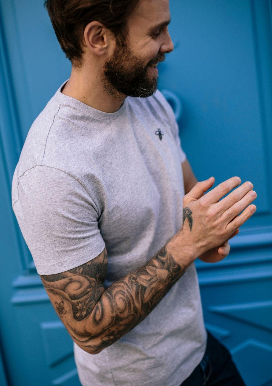 T-shirt homme coton bio Essaim gris chiné