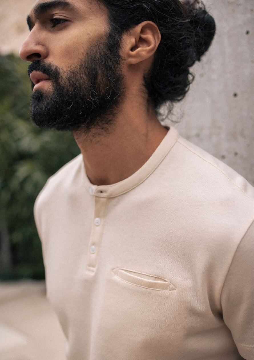 Polo en coton bio Monpolo Beige